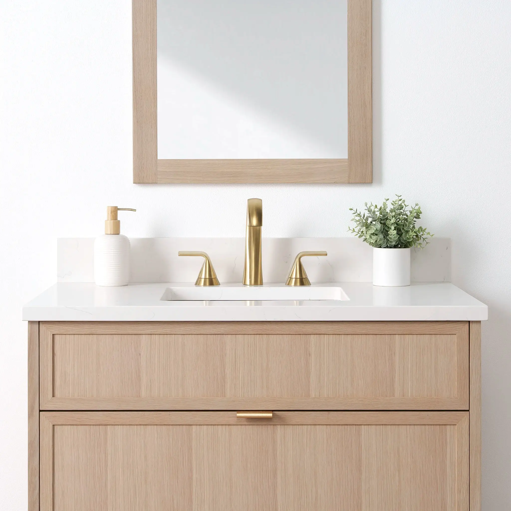 Cape Breton 36" White Oak Bathroom Vanity - All Drawers - Image 3