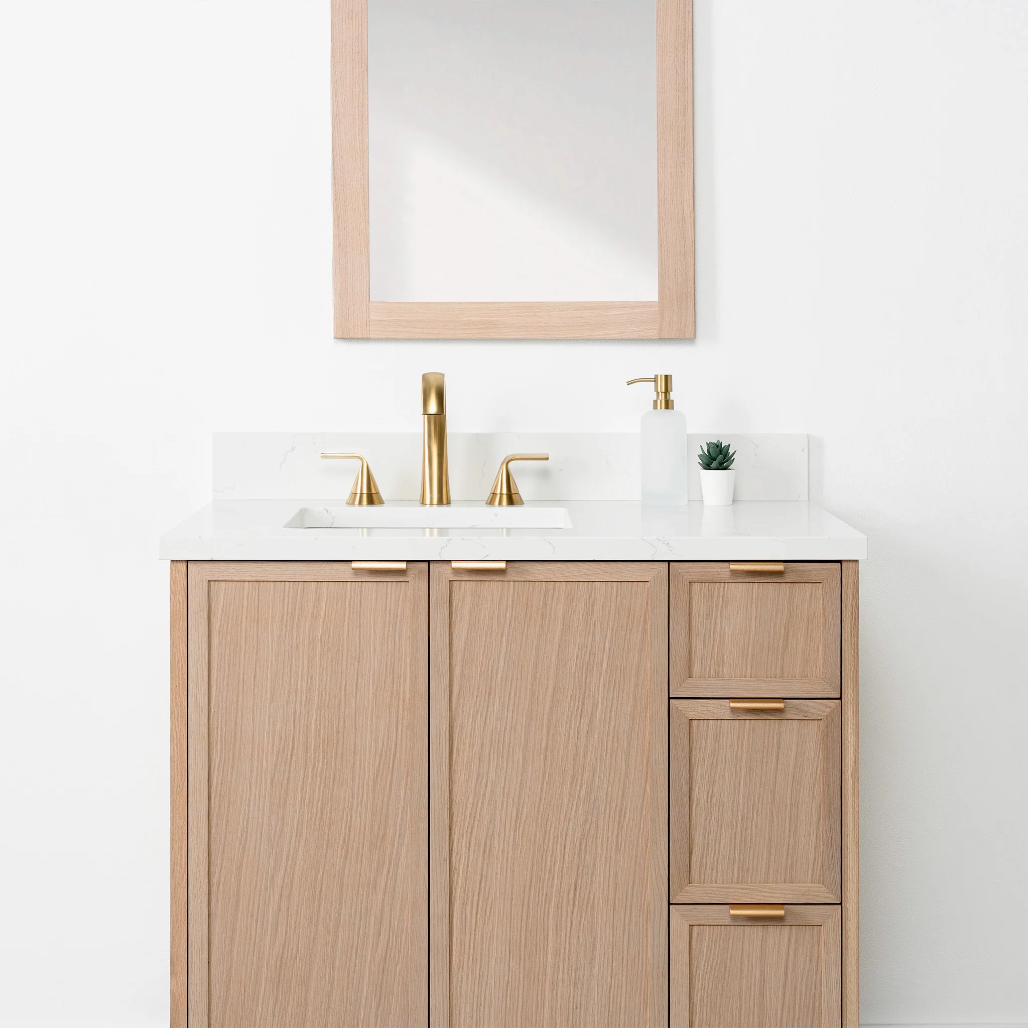Cape Breton SLIM 36" White Oak Bathroom Vanity, Left Sink - Image 3