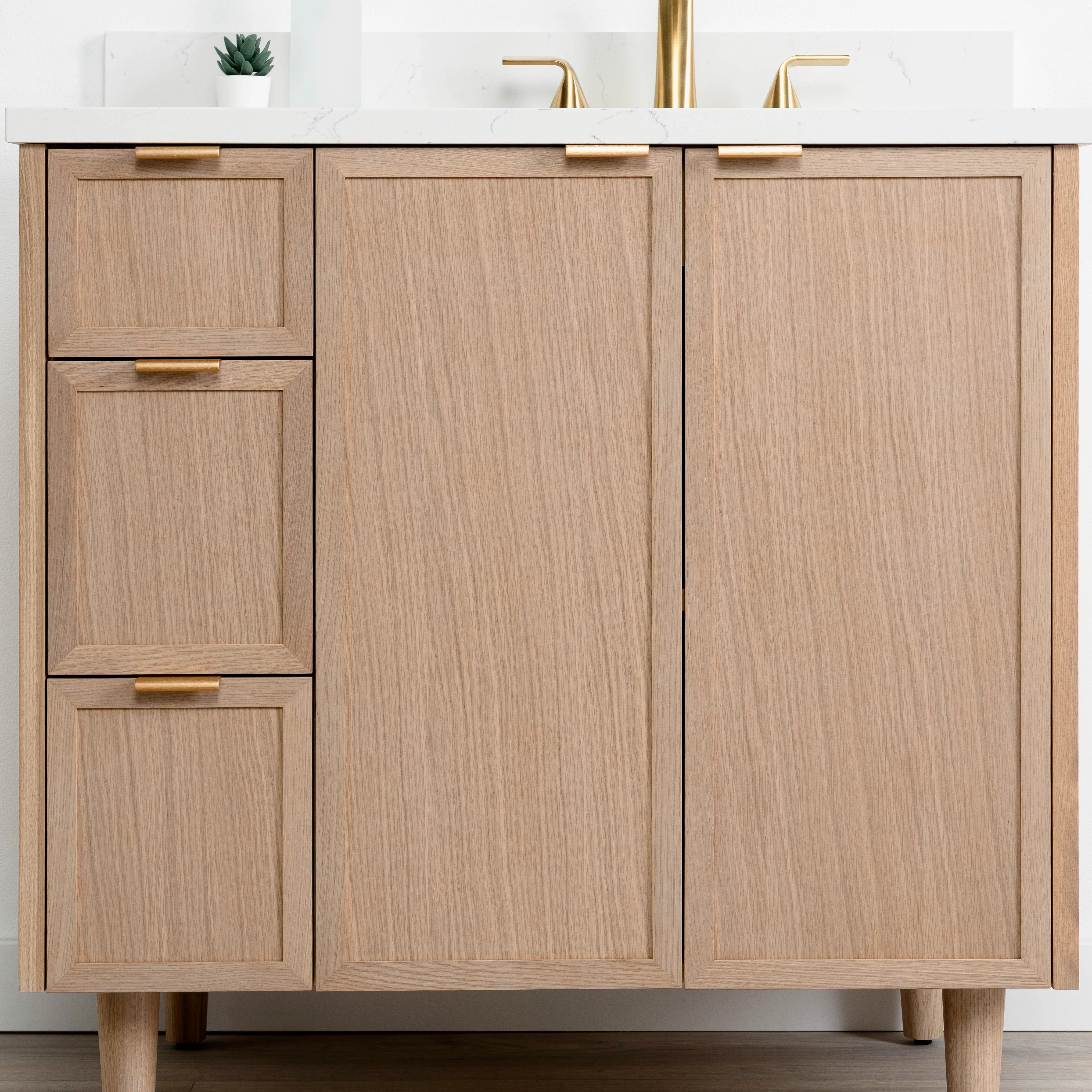Cape Breton 36" White Oak Bathroom Vanity, Right Sink - Image 12