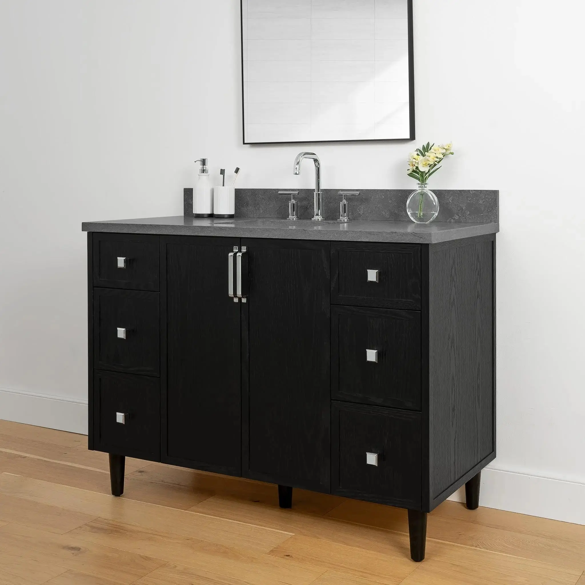 Cape Breton 48" Blackened Oak Bathroom Vanity - Image 9