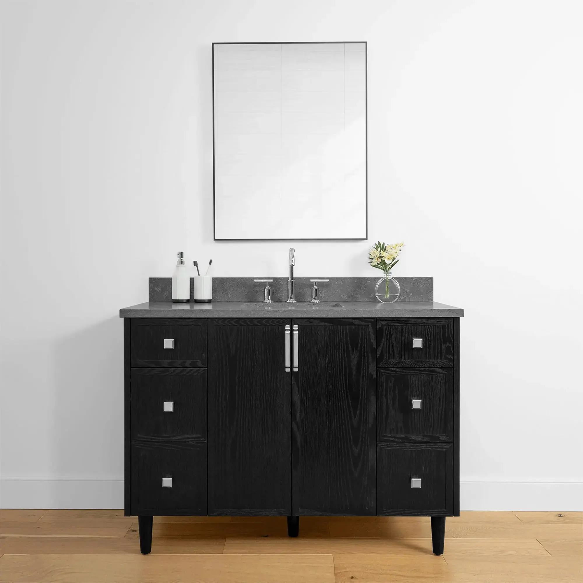 Cape Breton 48" Blackened Oak Bathroom Vanity - Image 2