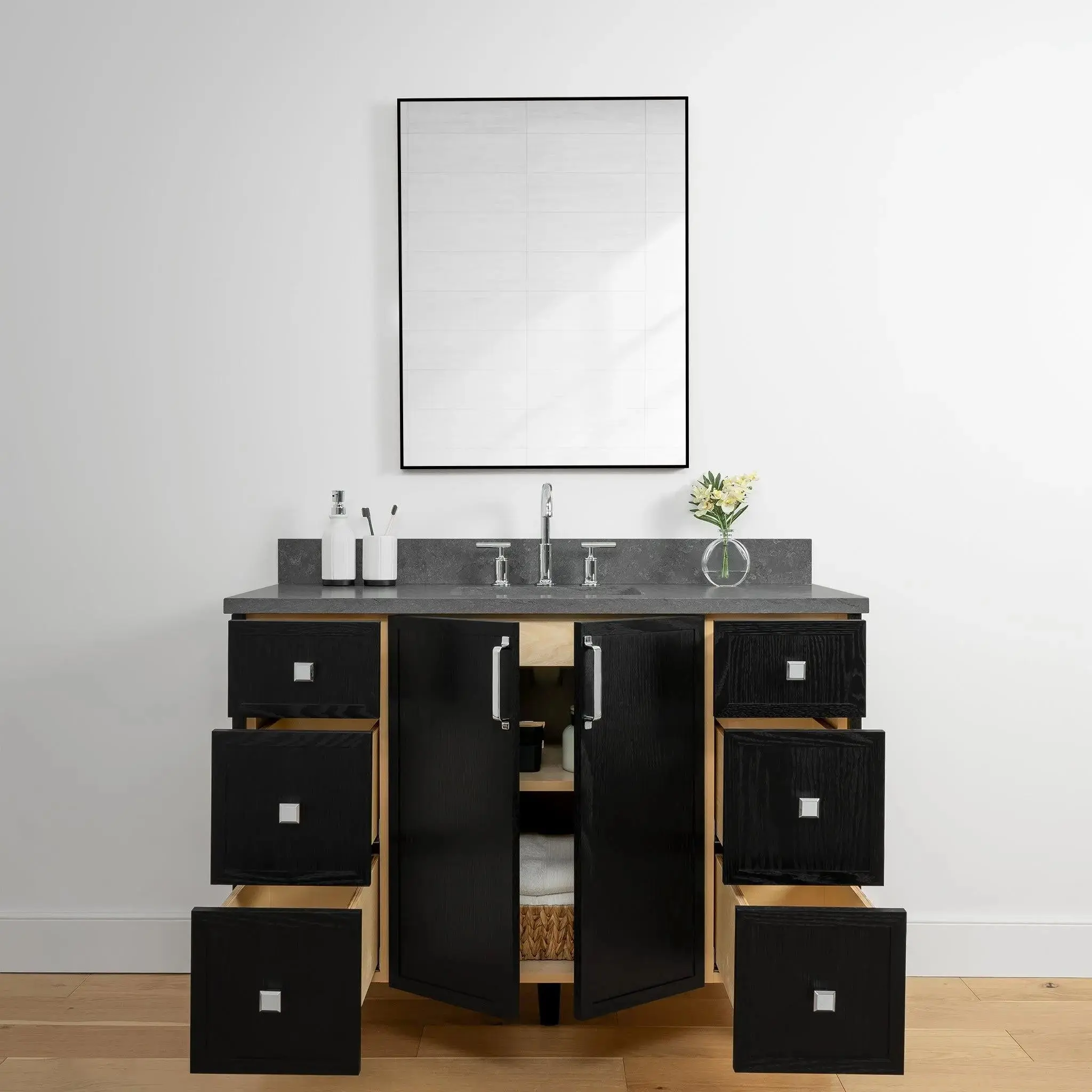 Cape Breton 48" Blackened Oak Bathroom Vanity - Image 3