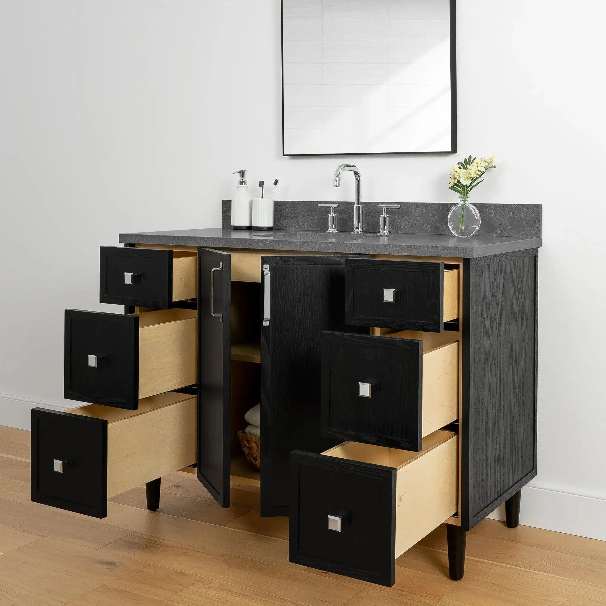 Cape Breton 48" Blackened Oak Bathroom Vanity - Image 7