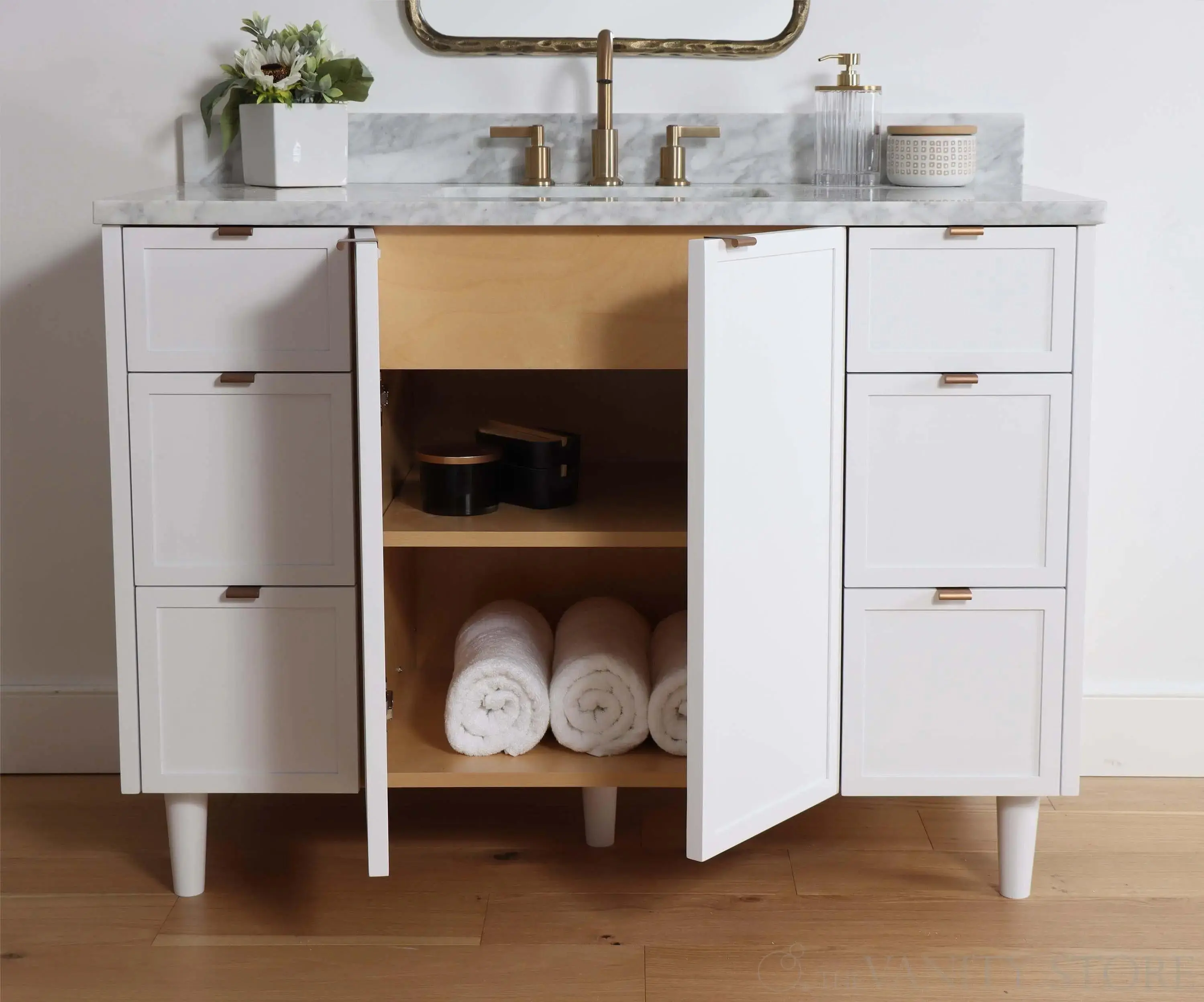 Cape Breton 48" Satin White Bathroom Vanity - Image 4