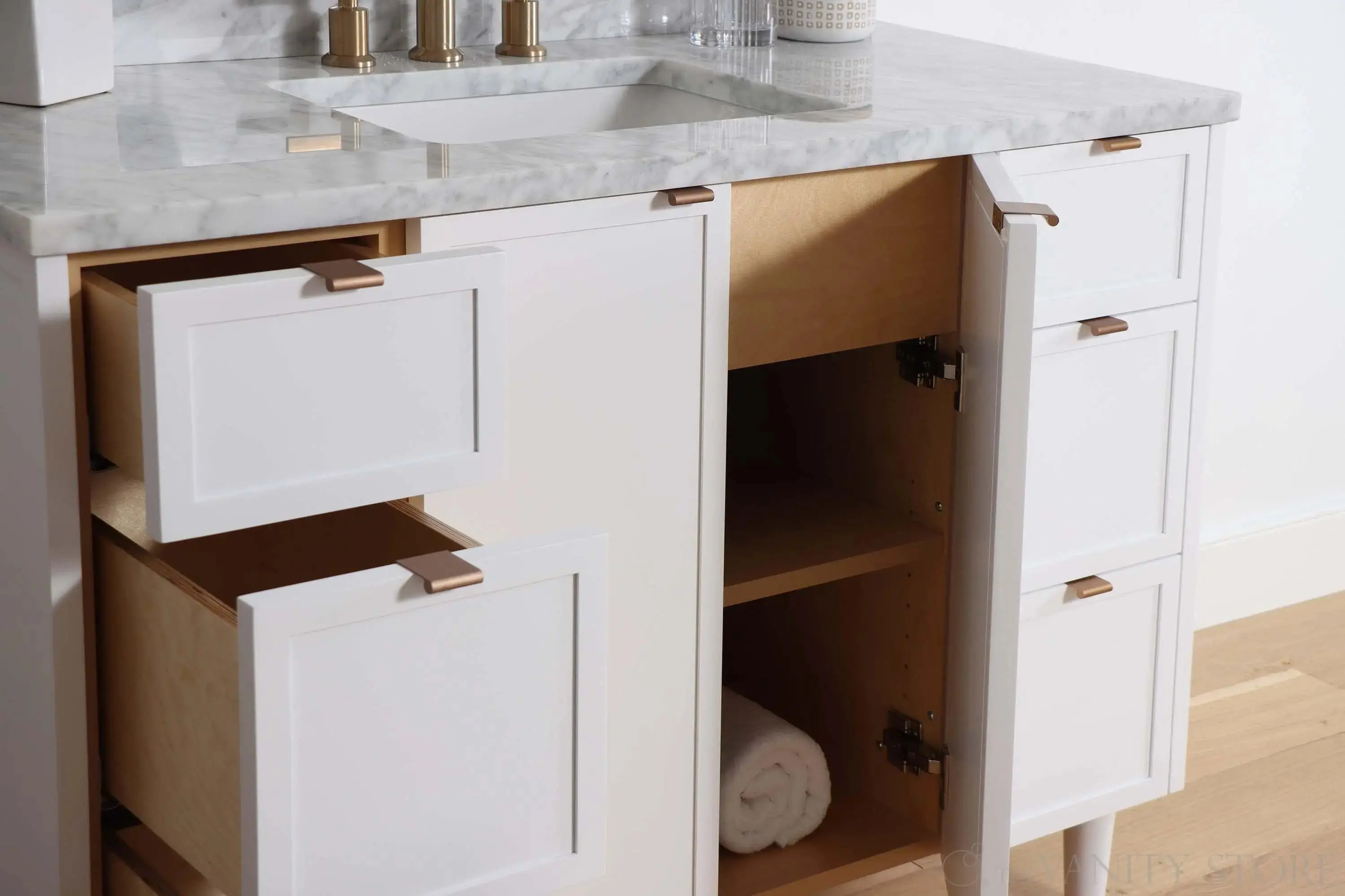 Cape Breton 48" Satin White Bathroom Vanity - Image 5