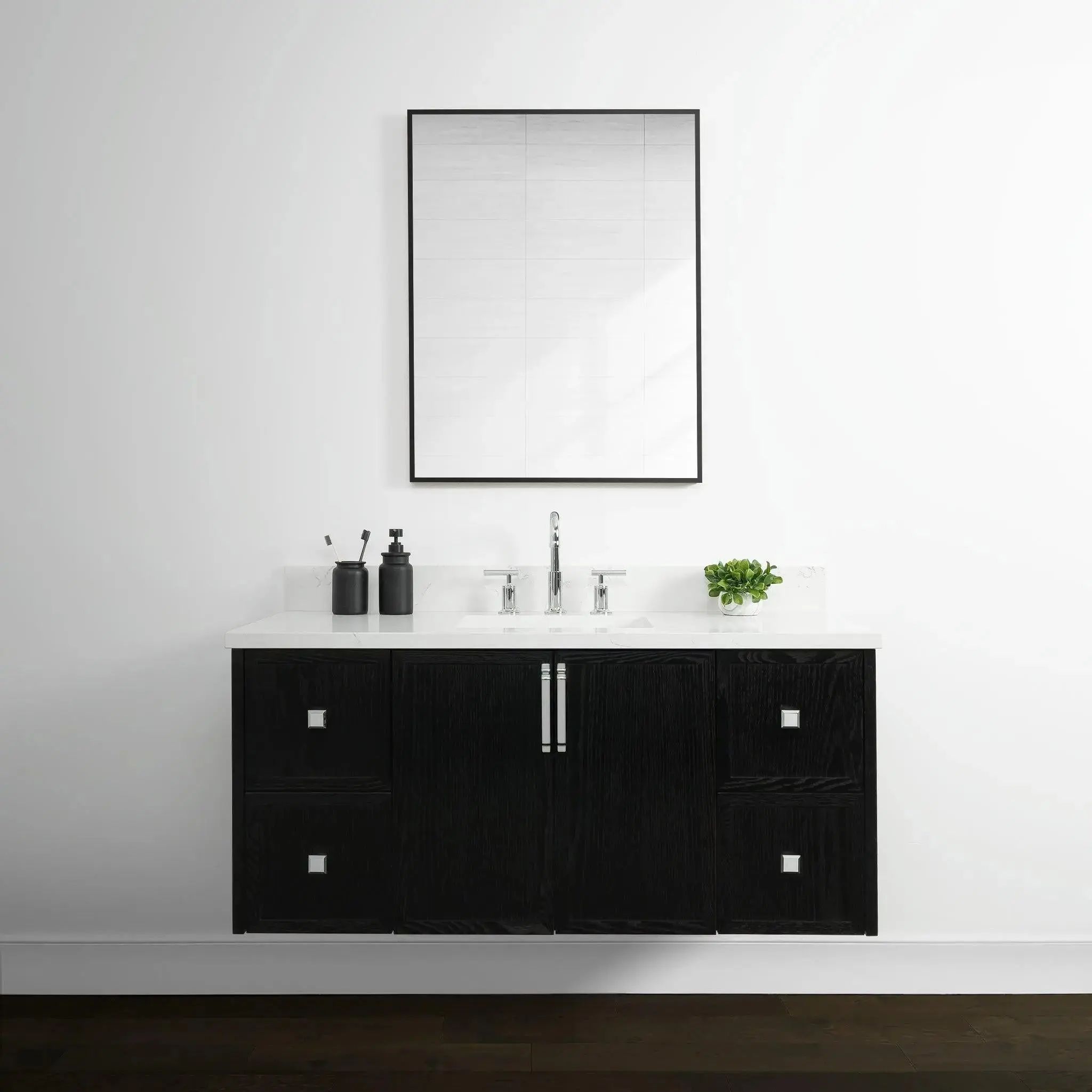 Cape Breton SLIM 48" Wall Mount Blackened Oak Bathroom Vanity - Image 12