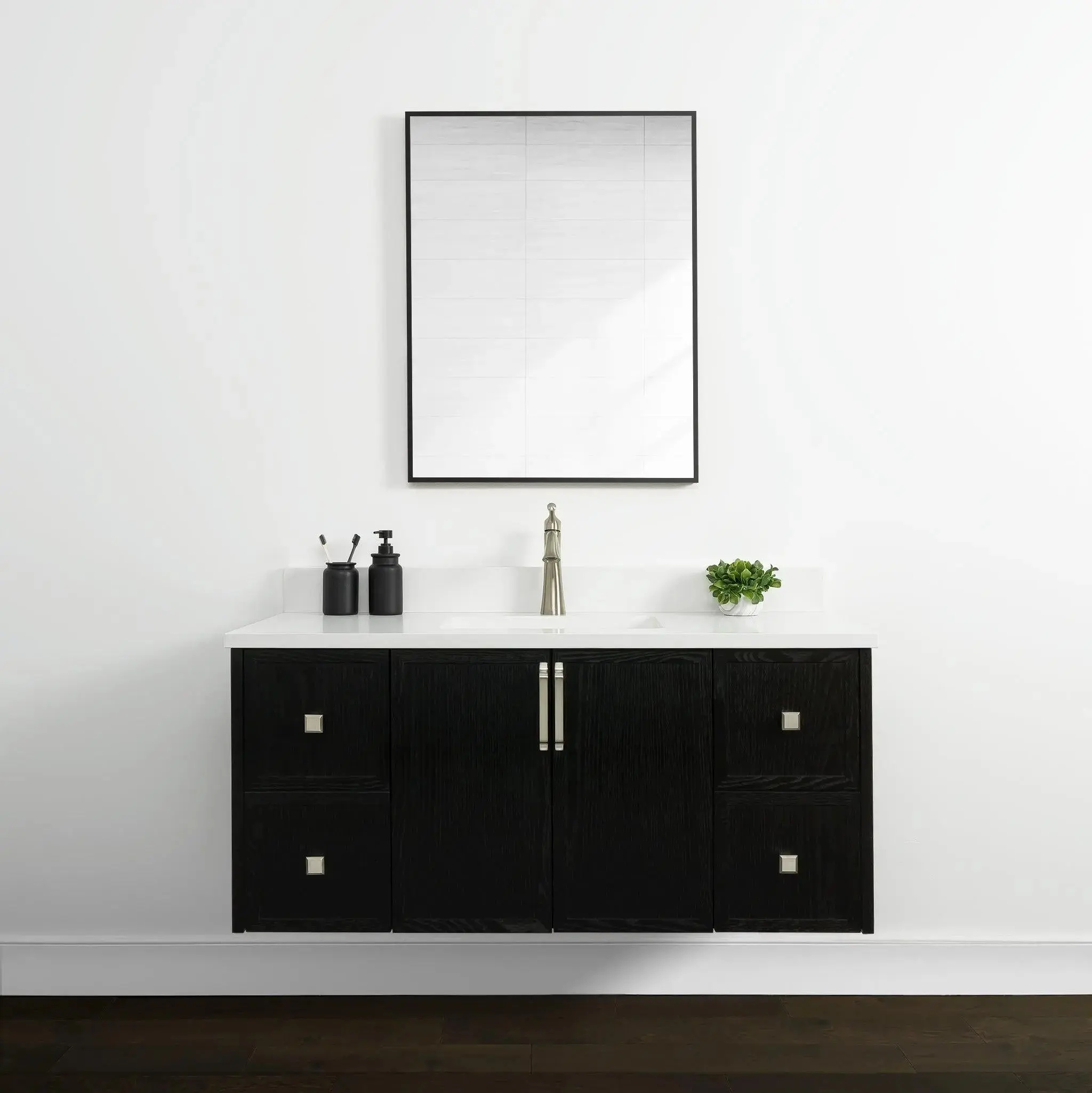 Cape Breton SLIM 48" Wall Mount Blackened Oak Bathroom Vanity - Image 14