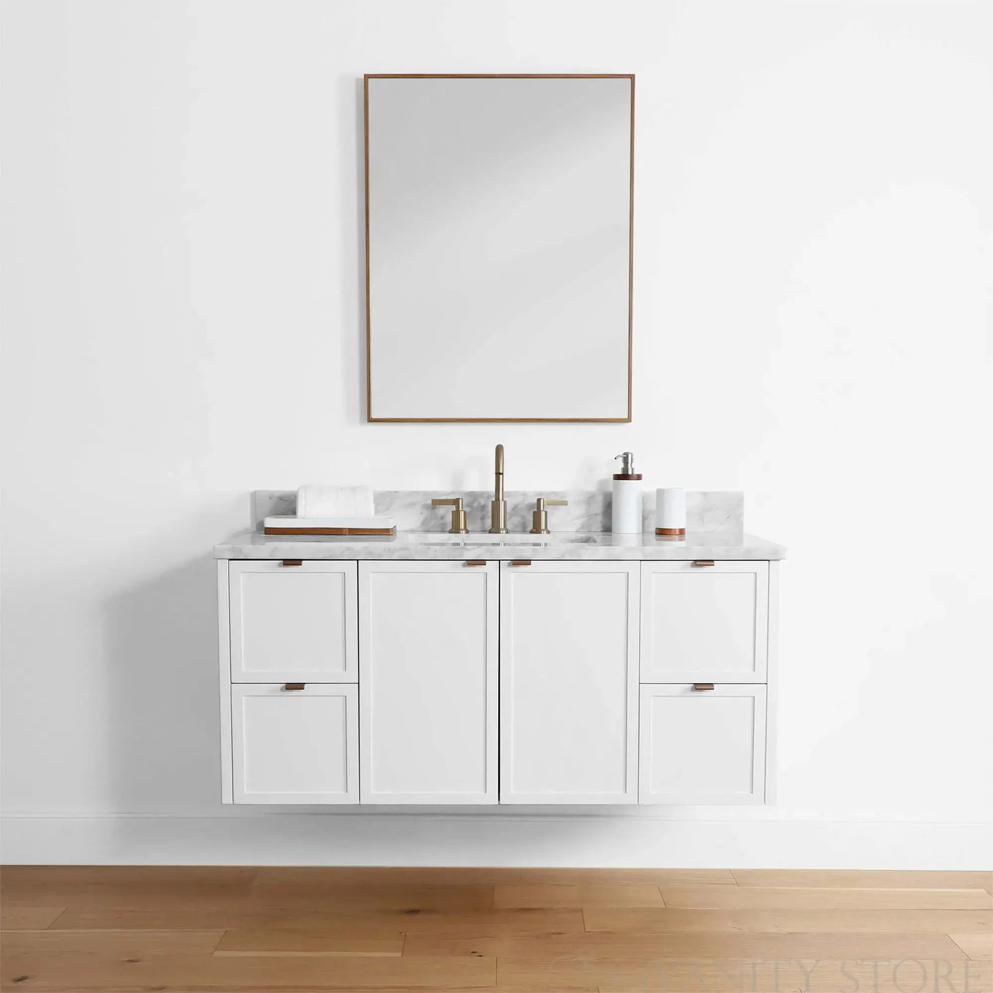 Cape Breton SLIM 48" Wall Mount Satin White Bathroom Vanity - Image 2