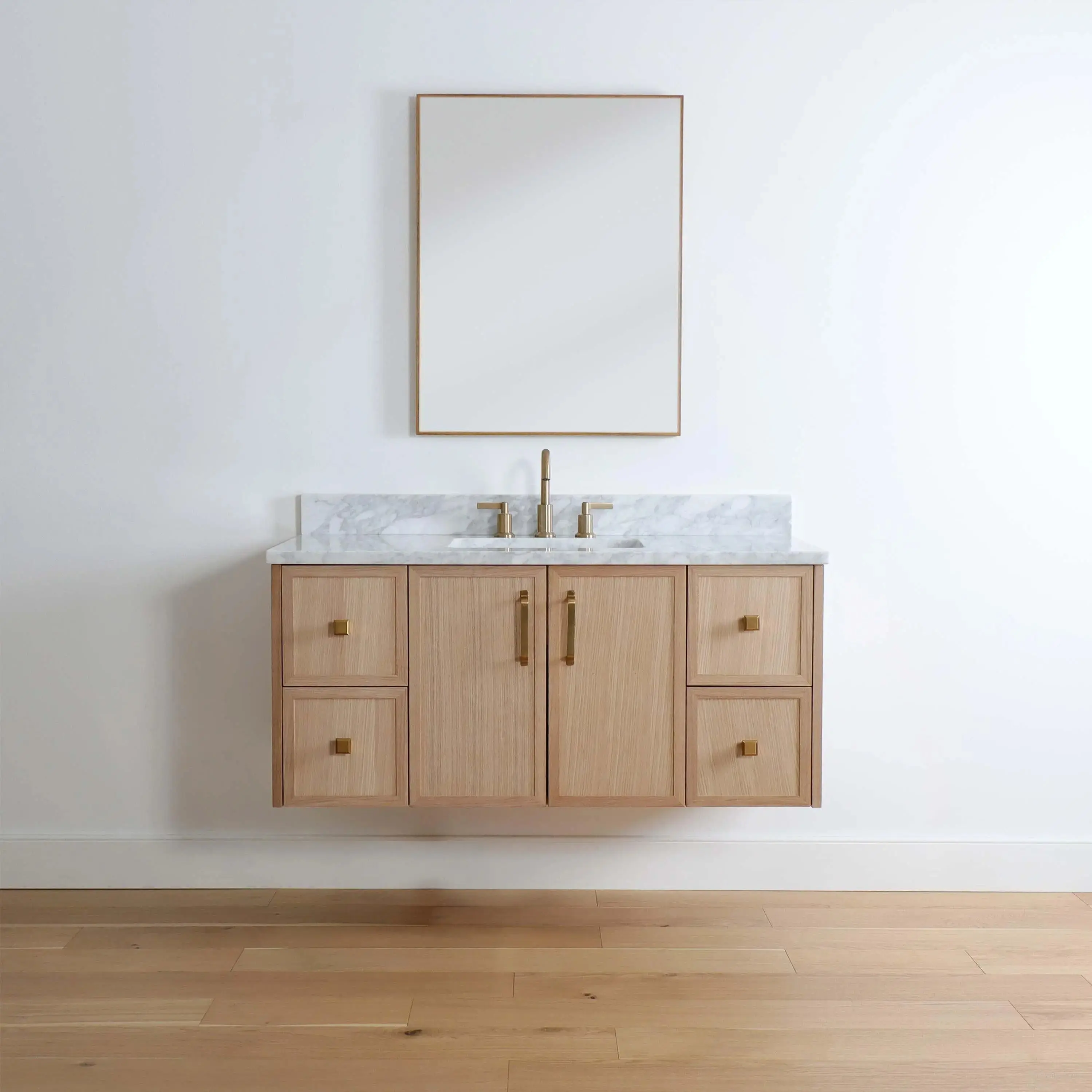 Cape Breton 48" Wall Mount White Oak Bathroom Vanity - Image 10