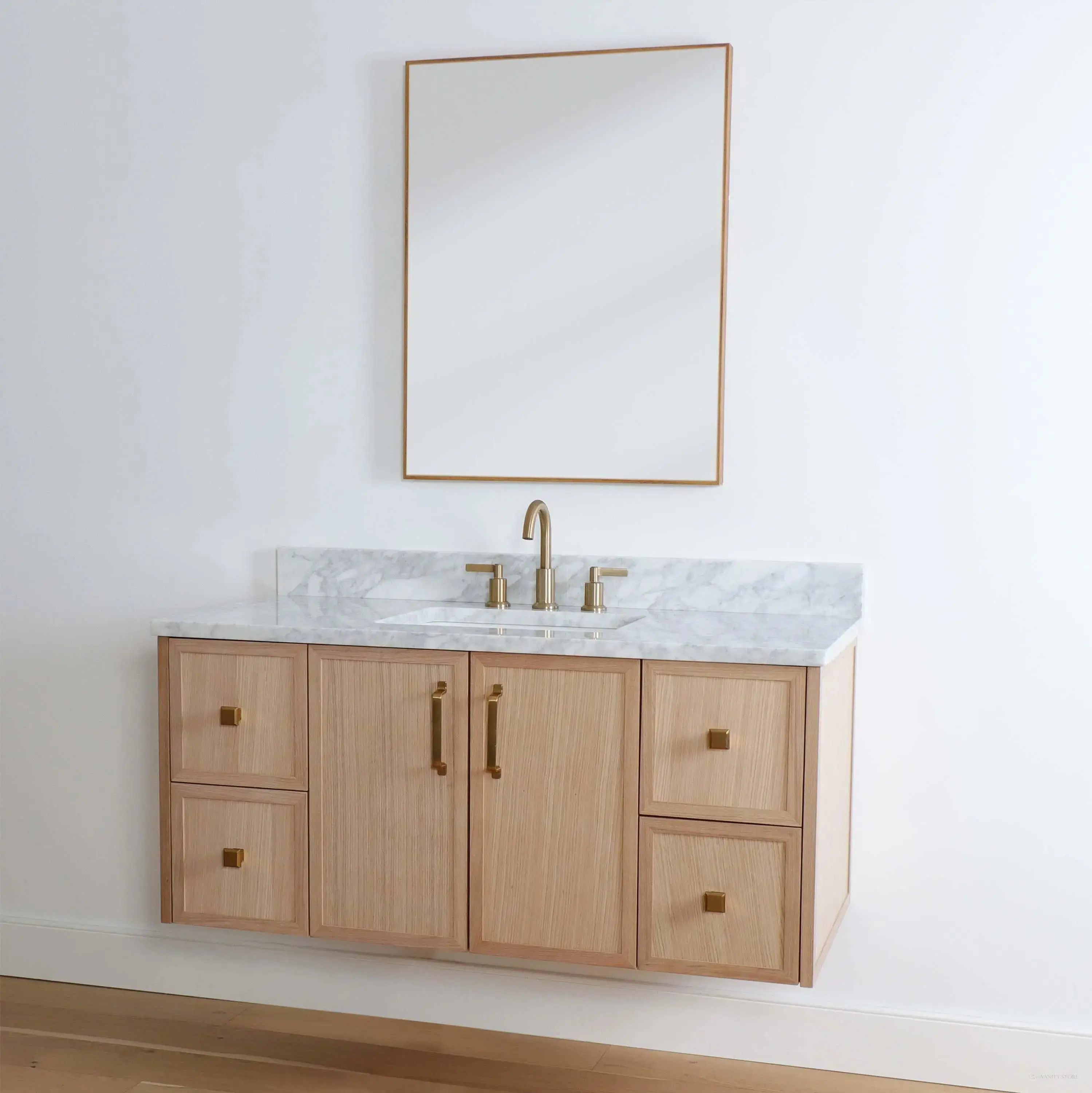 Cape Breton 48" Wall Mount White Oak Bathroom Vanity - Image 11