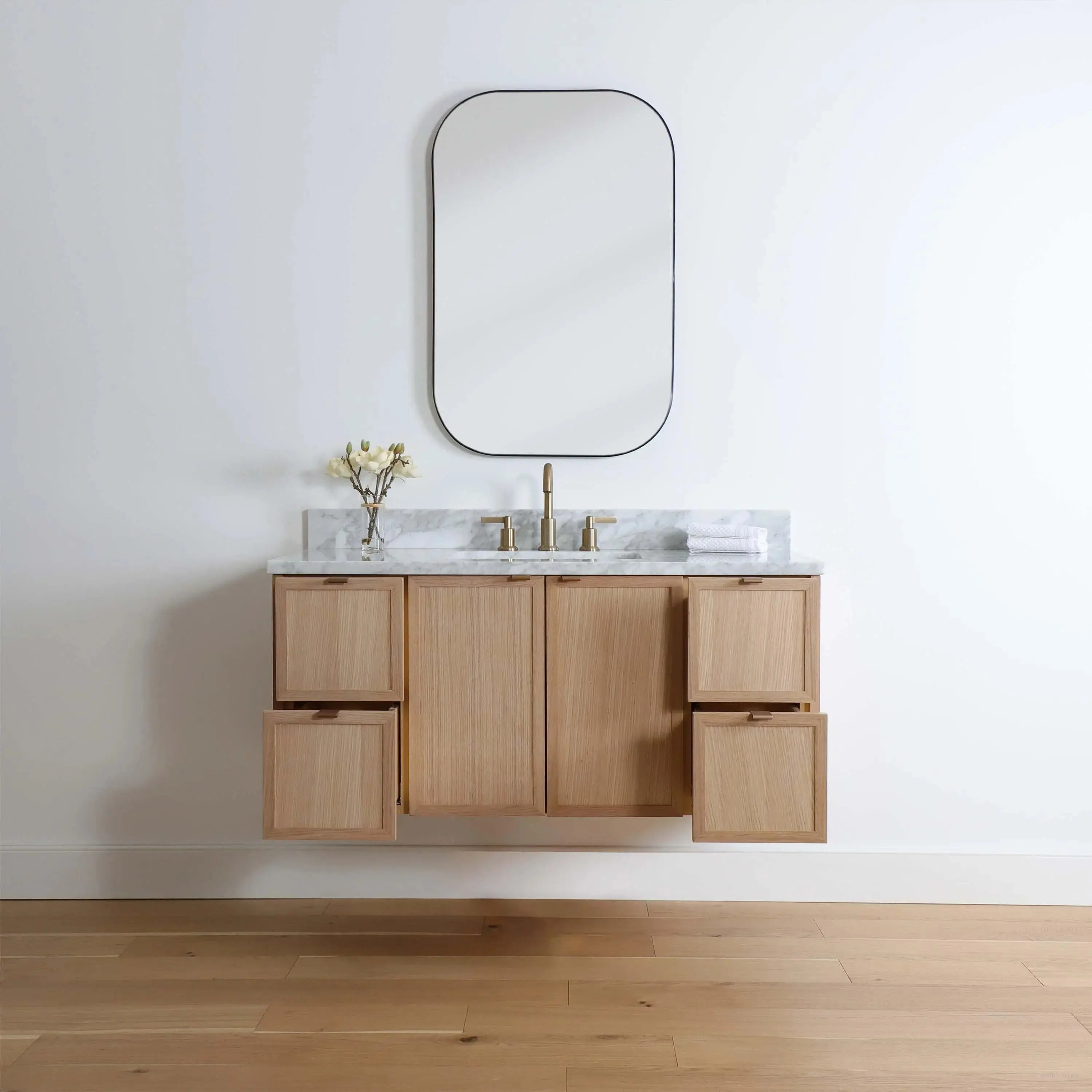 Cape Breton 48" Wall Mount White Oak Bathroom Vanity - Image 3