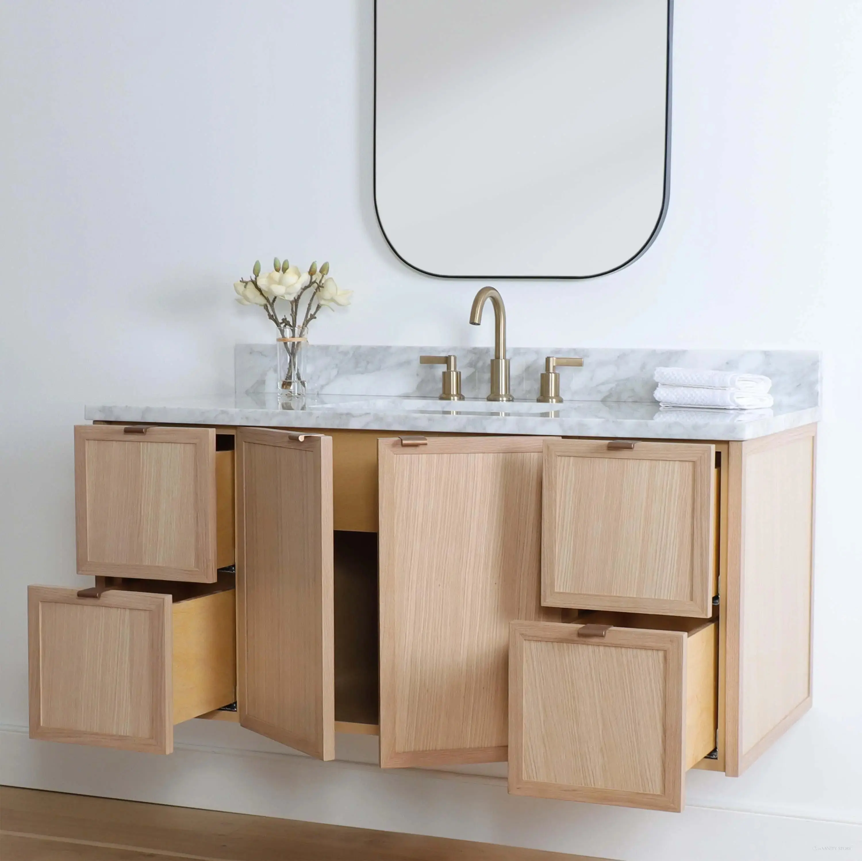 Cape Breton 48" Wall Mount White Oak Bathroom Vanity - Image 4