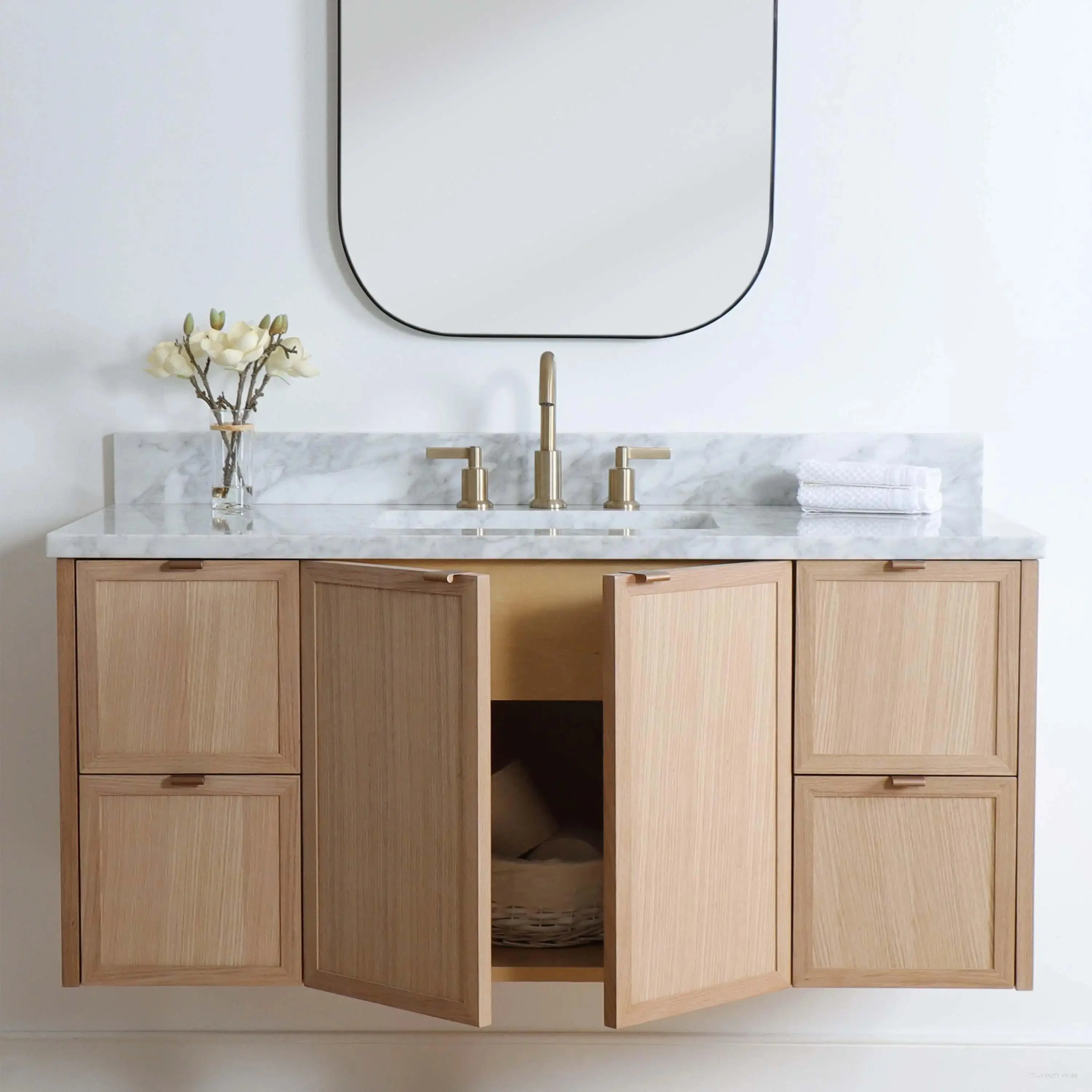 Cape Breton 48" Wall Mount White Oak Bathroom Vanity - Image 5