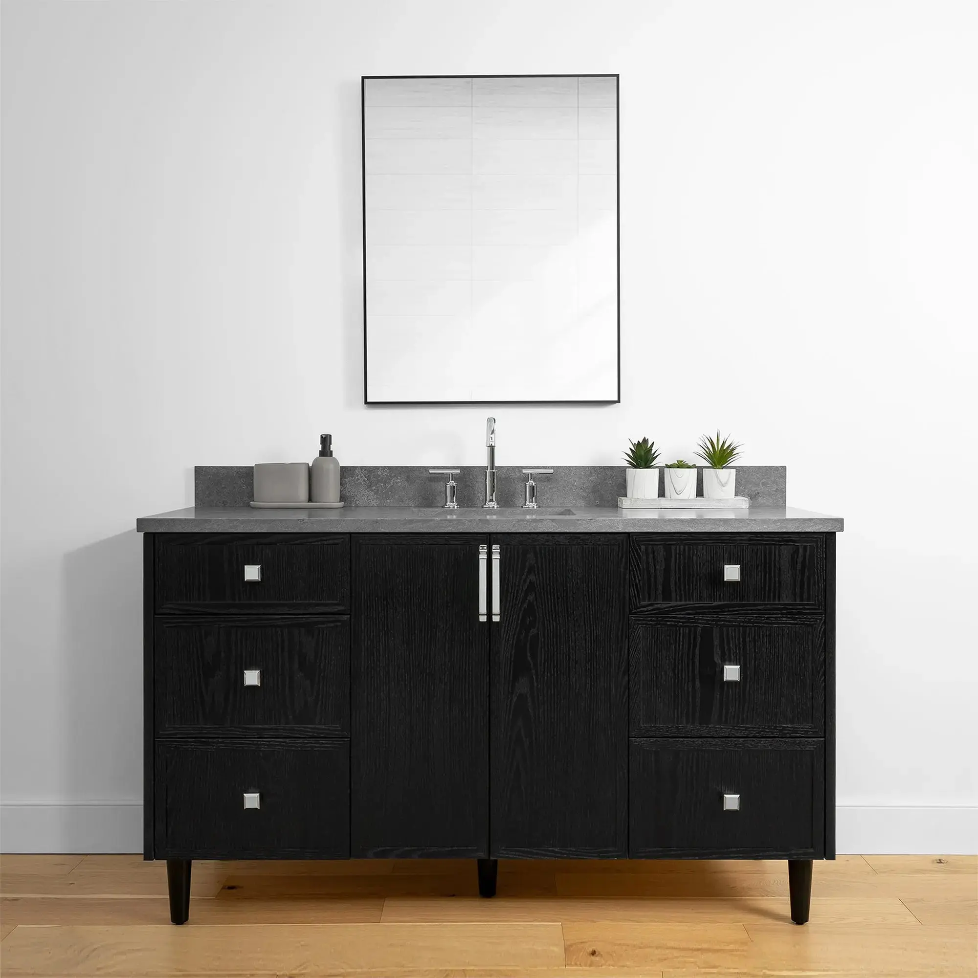 Cape Breton 60" Blackened Oak Bathroom Vanity - Image 2