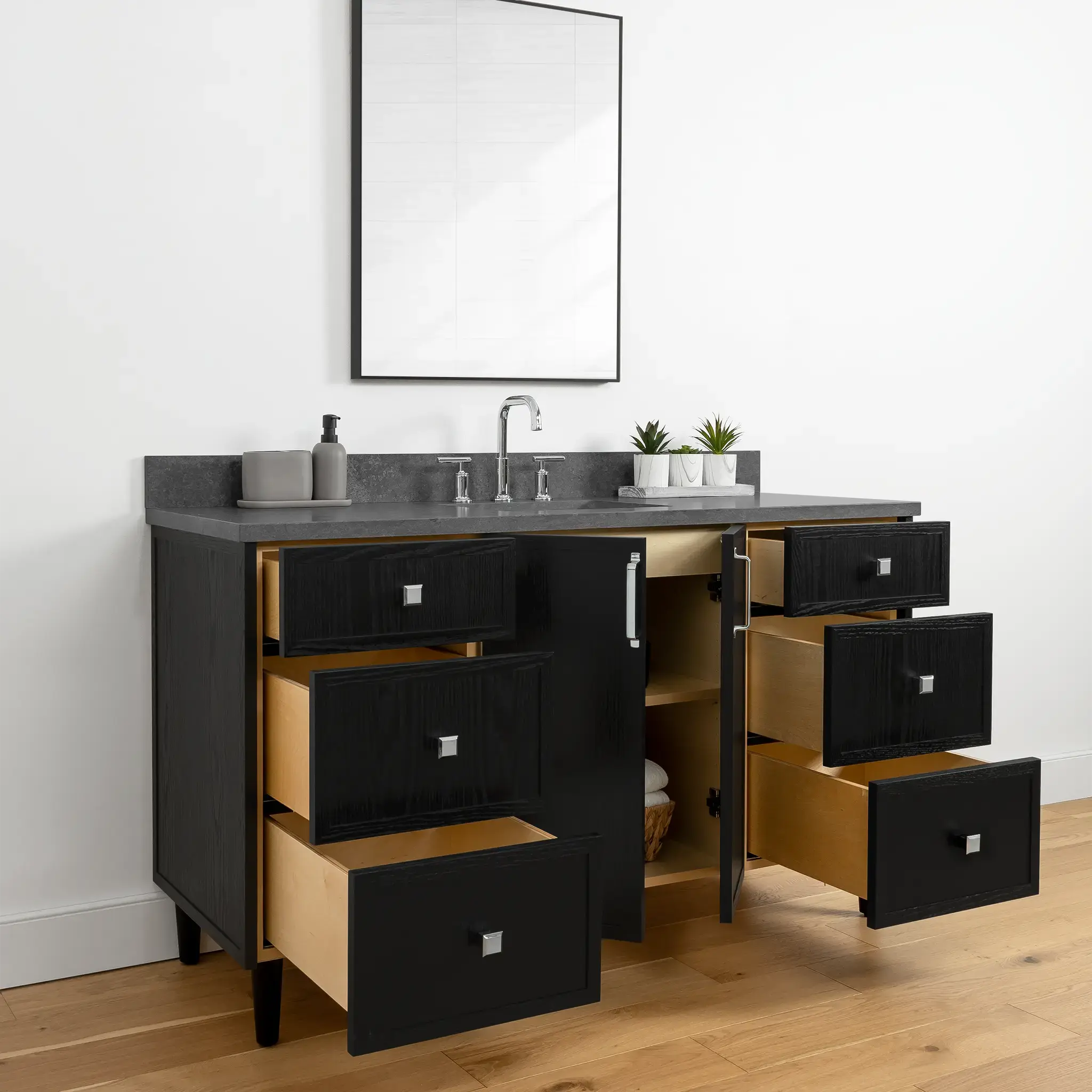 Cape Breton 60" Blackened Oak Bathroom Vanity - Image 8