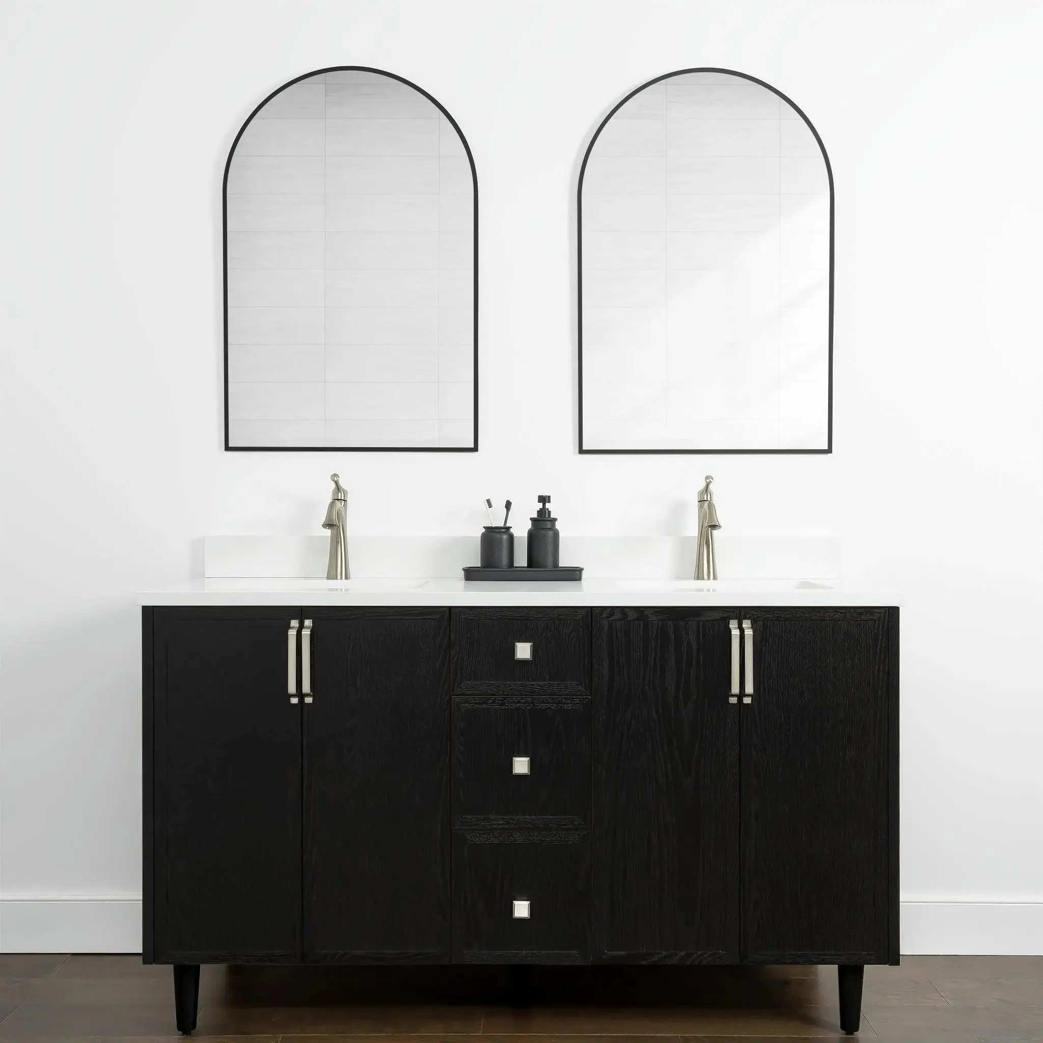 Cape Breton 60" Blackened Oak Bathroom Vanity, Double Sink - Image 4