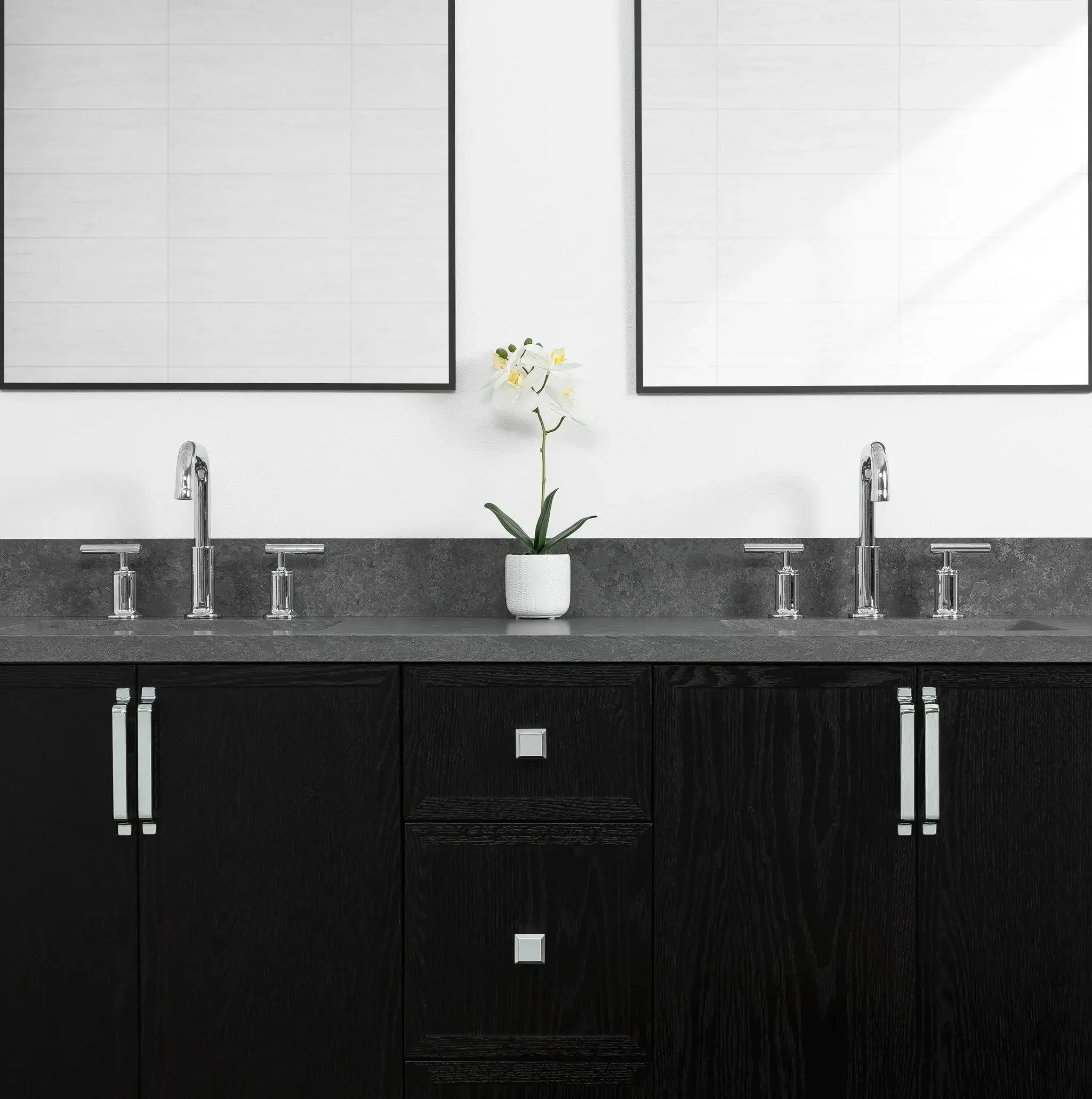Cape Breton 60" Blackened Oak Bathroom Vanity, Double Sink - Image 5