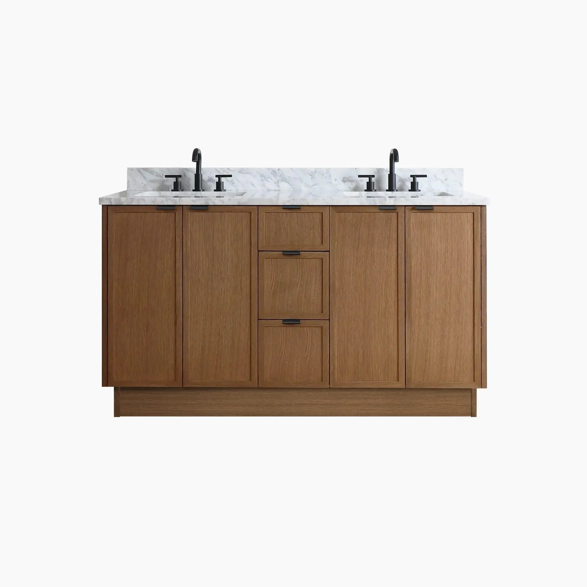 Cape Breton SLIM 60" Mid Century Oak Bathroom Vanity, Double Sink - Image 14