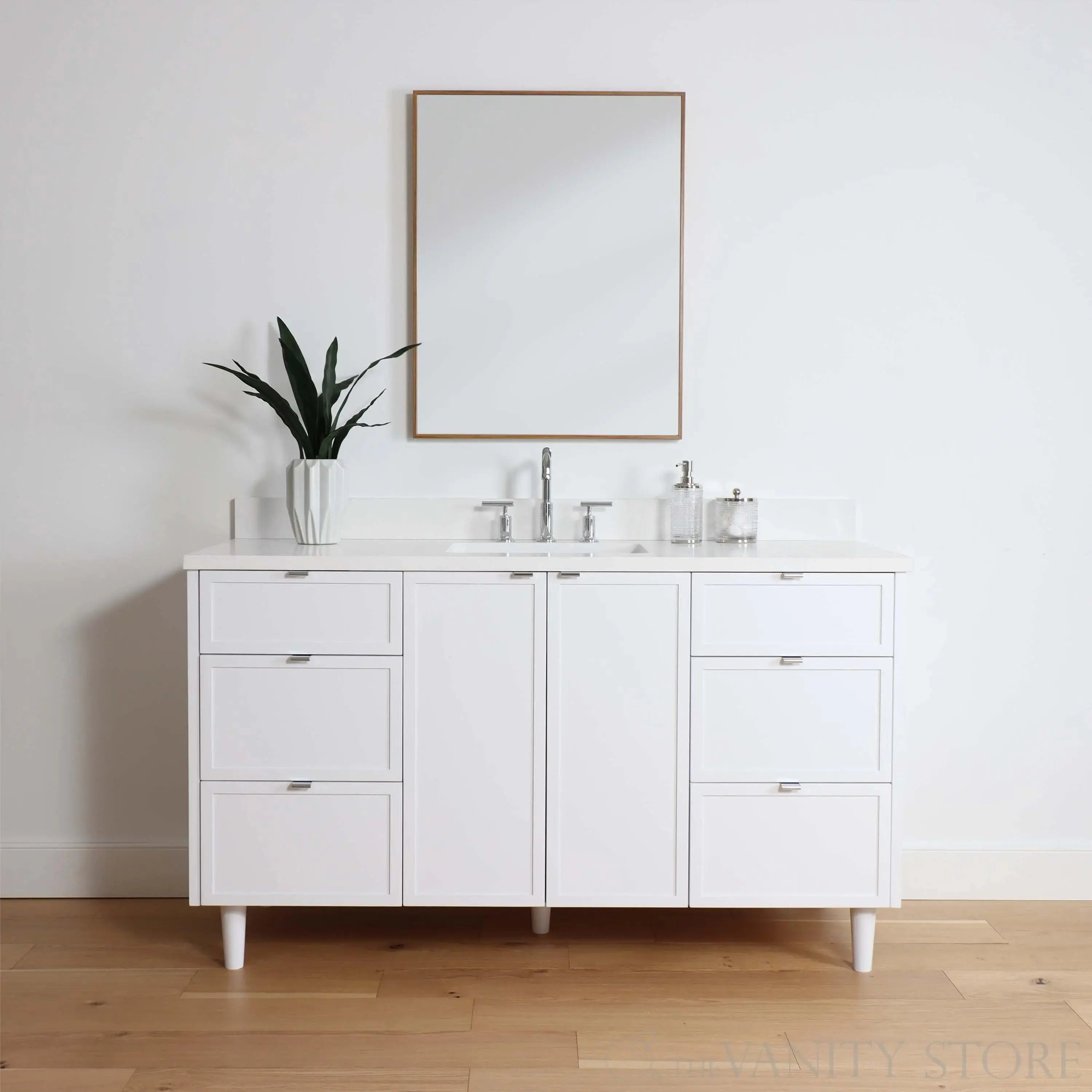 Cape Breton 60" Satin White Bathroom Vanity - Image 10