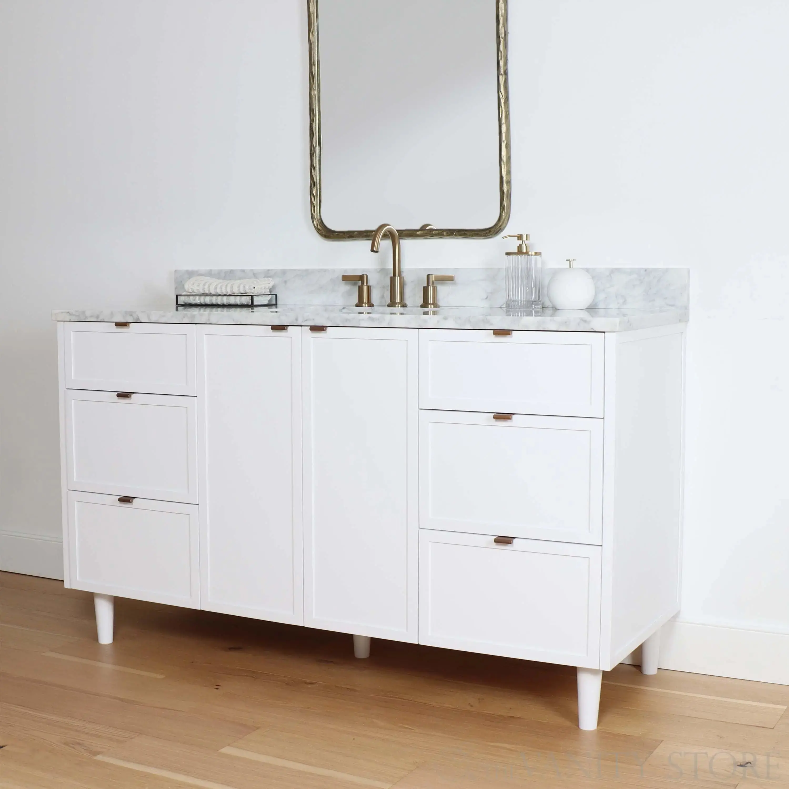 Cape Breton 60" Satin White Bathroom Vanity - Image 3