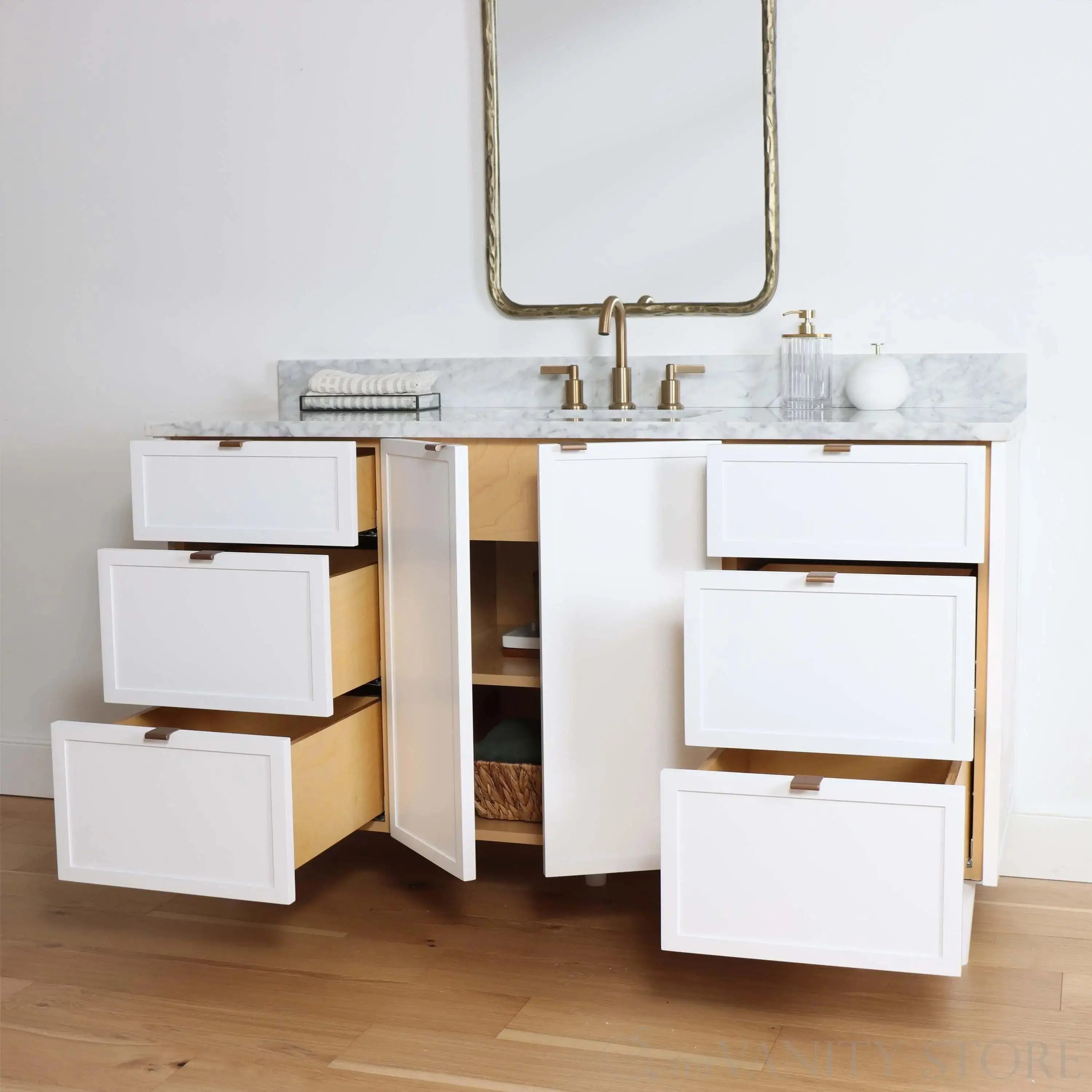 Cape Breton 60" Satin White Bathroom Vanity - Image 4