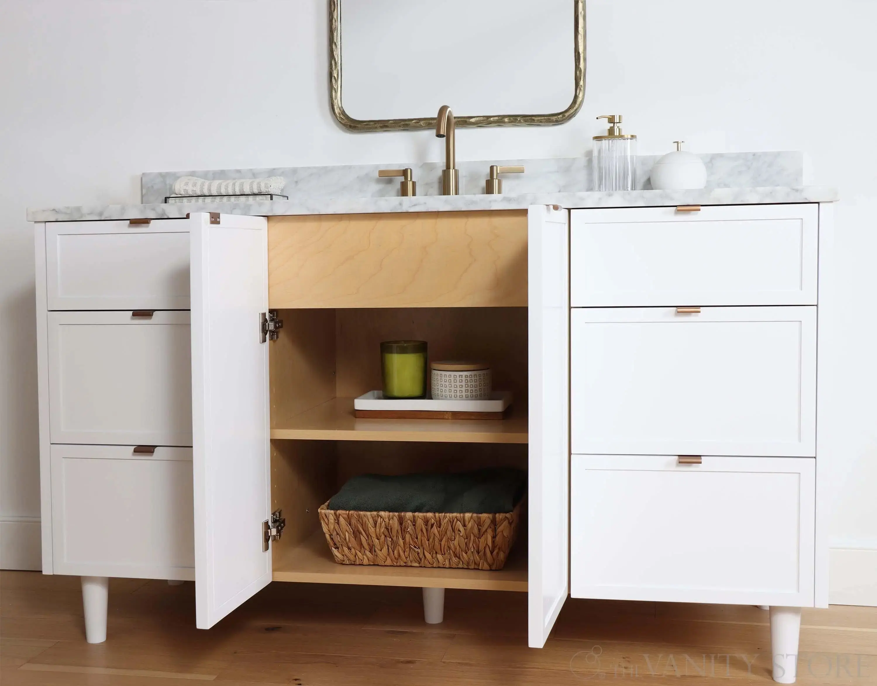 Cape Breton 60" Satin White Bathroom Vanity - Image 5