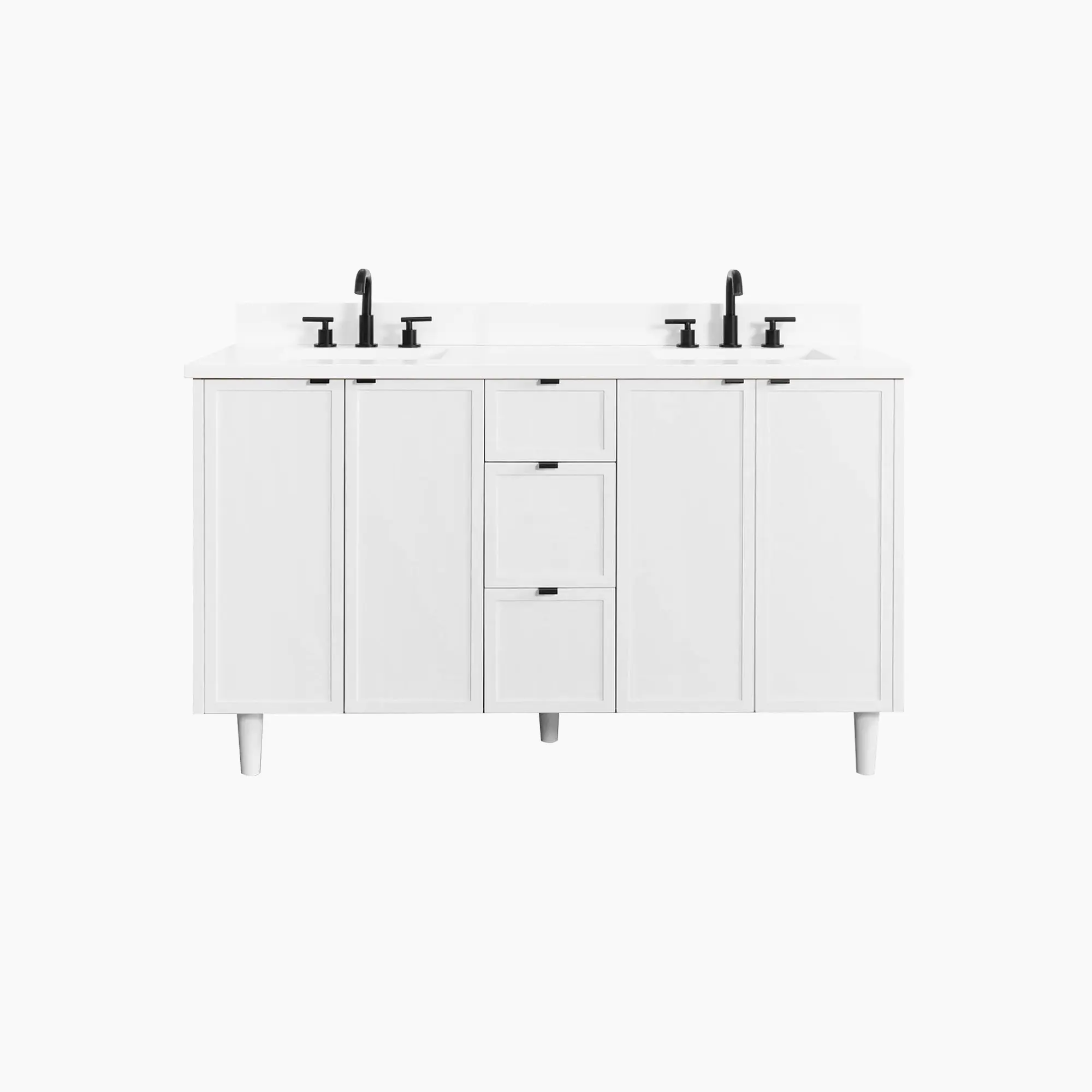 Cape Breton 60" Satin White Bathroom Vanity, Double Sink