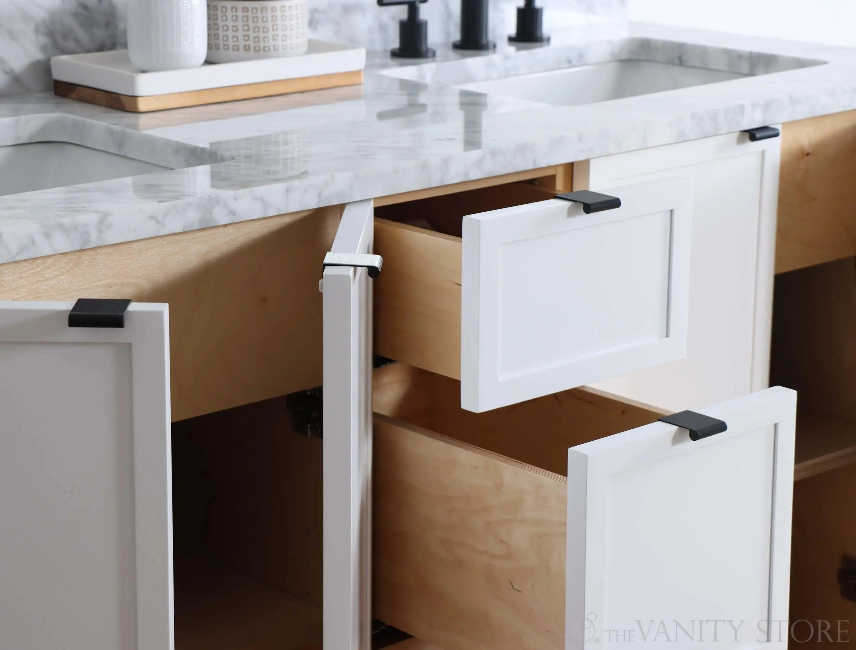 Cape Breton 60" Satin White Bathroom Vanity, Double Sink - Image 6