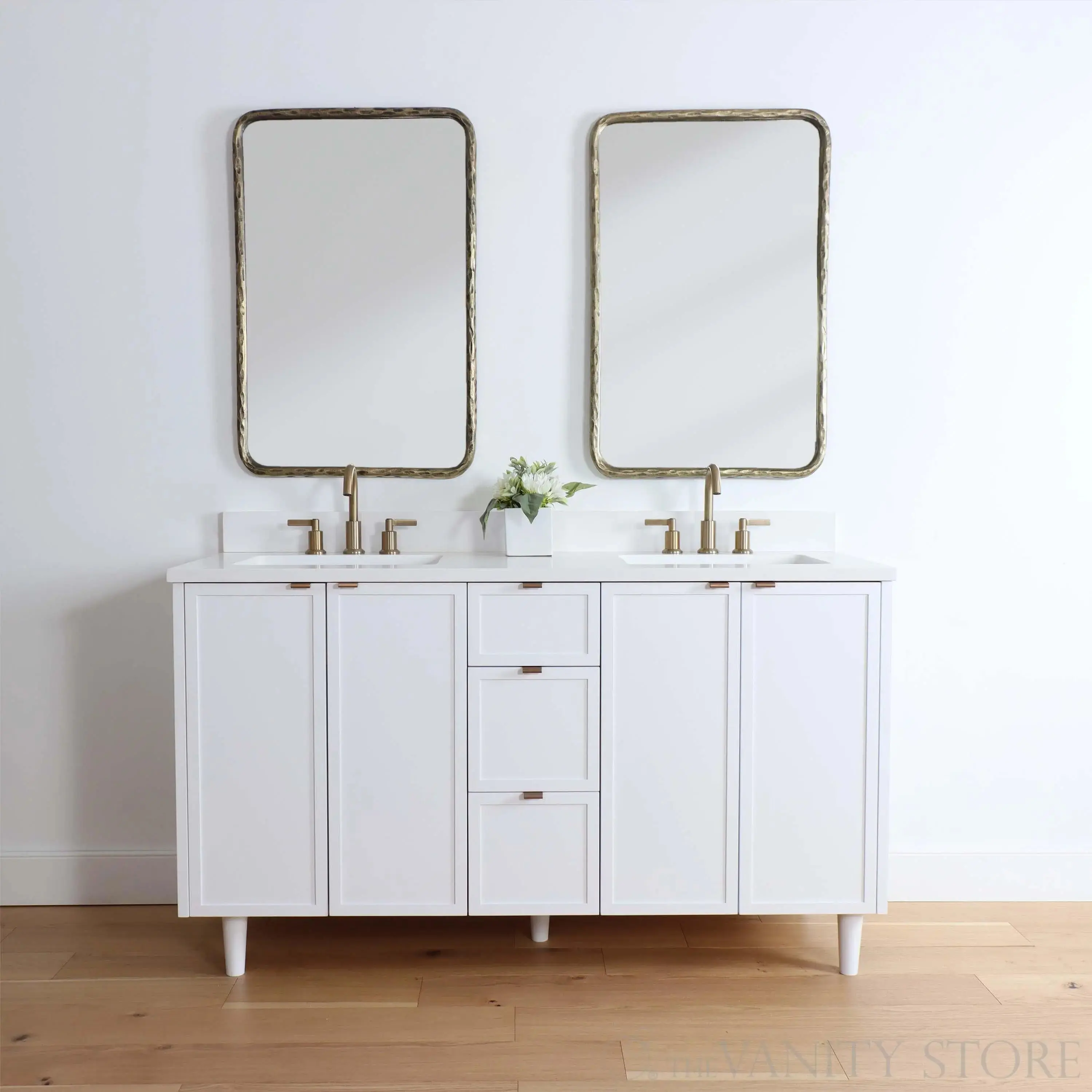 Cape Breton 60" Satin White Bathroom Vanity, Double Sink - Image 9