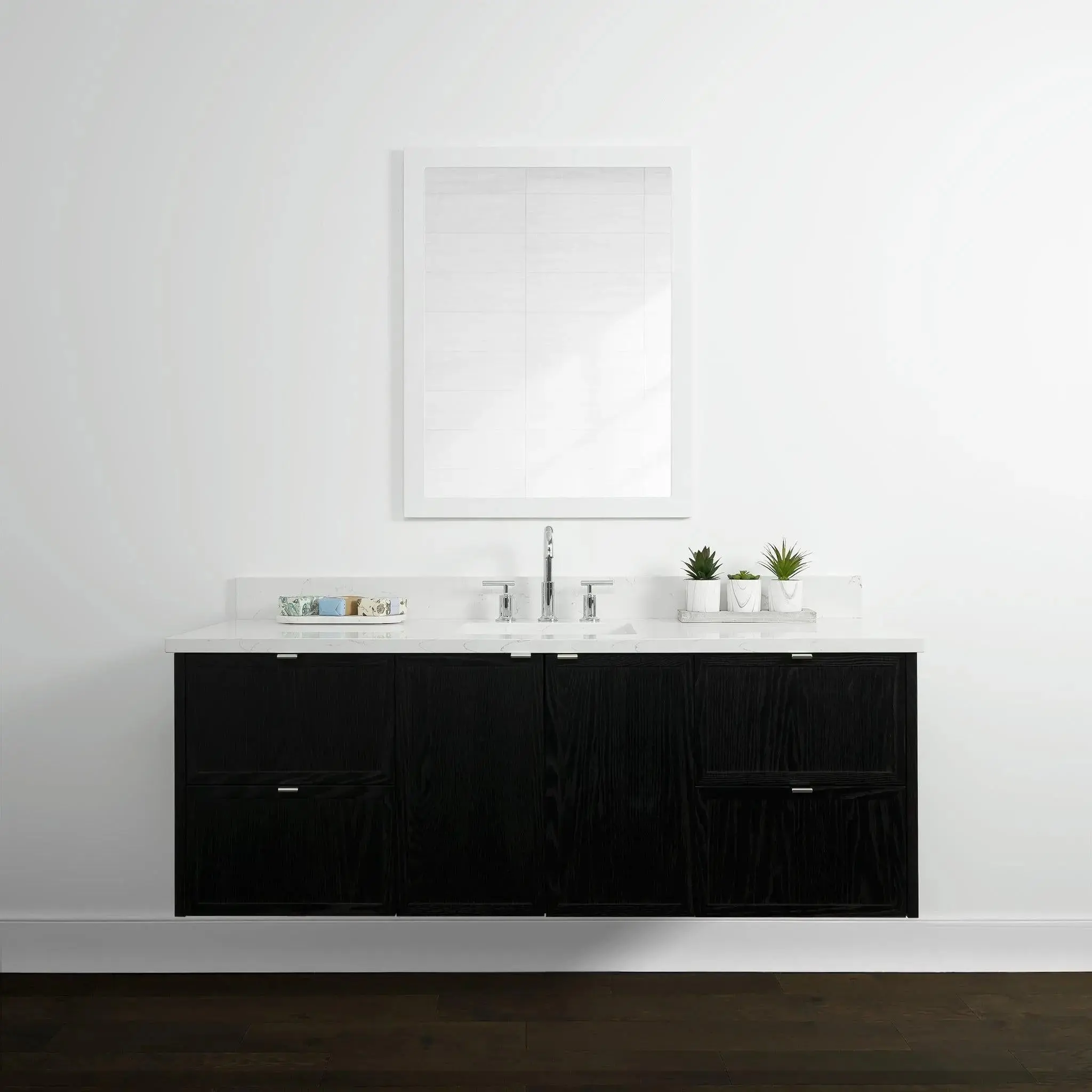 Cape Breton 60" Wall Mount Blackened Oak Bathroom Vanity - Image 10