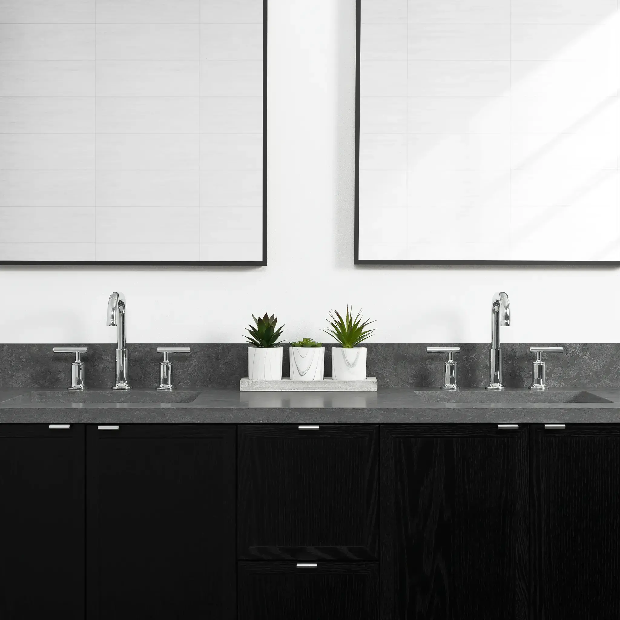 Cape Breton 60" Wall Mount Blackened Oak Bathroom Vanity, Double Sink - Image 5