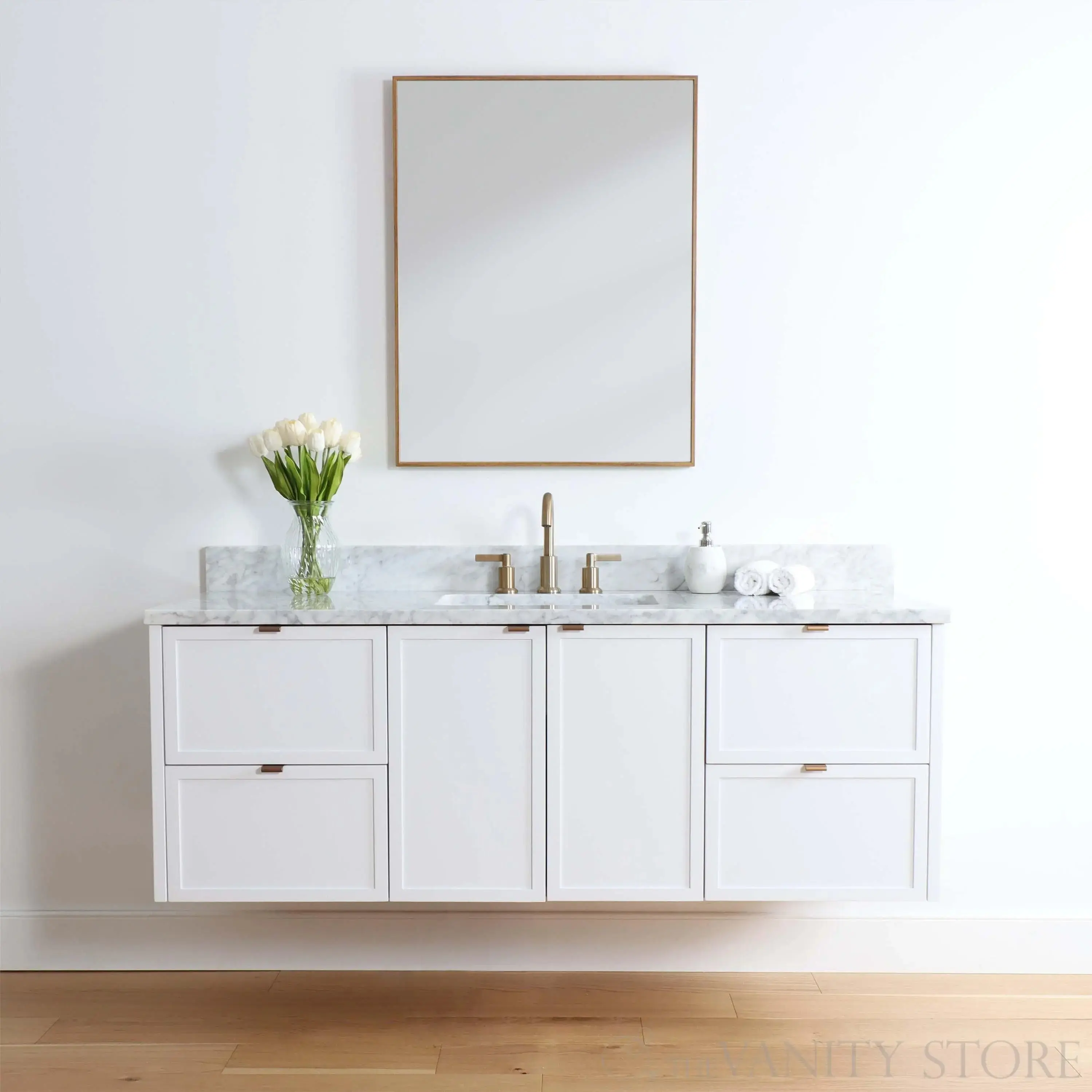 Cape Breton SLIM 60" Wall Mount Satin White Bathroom Vanity - Image 10