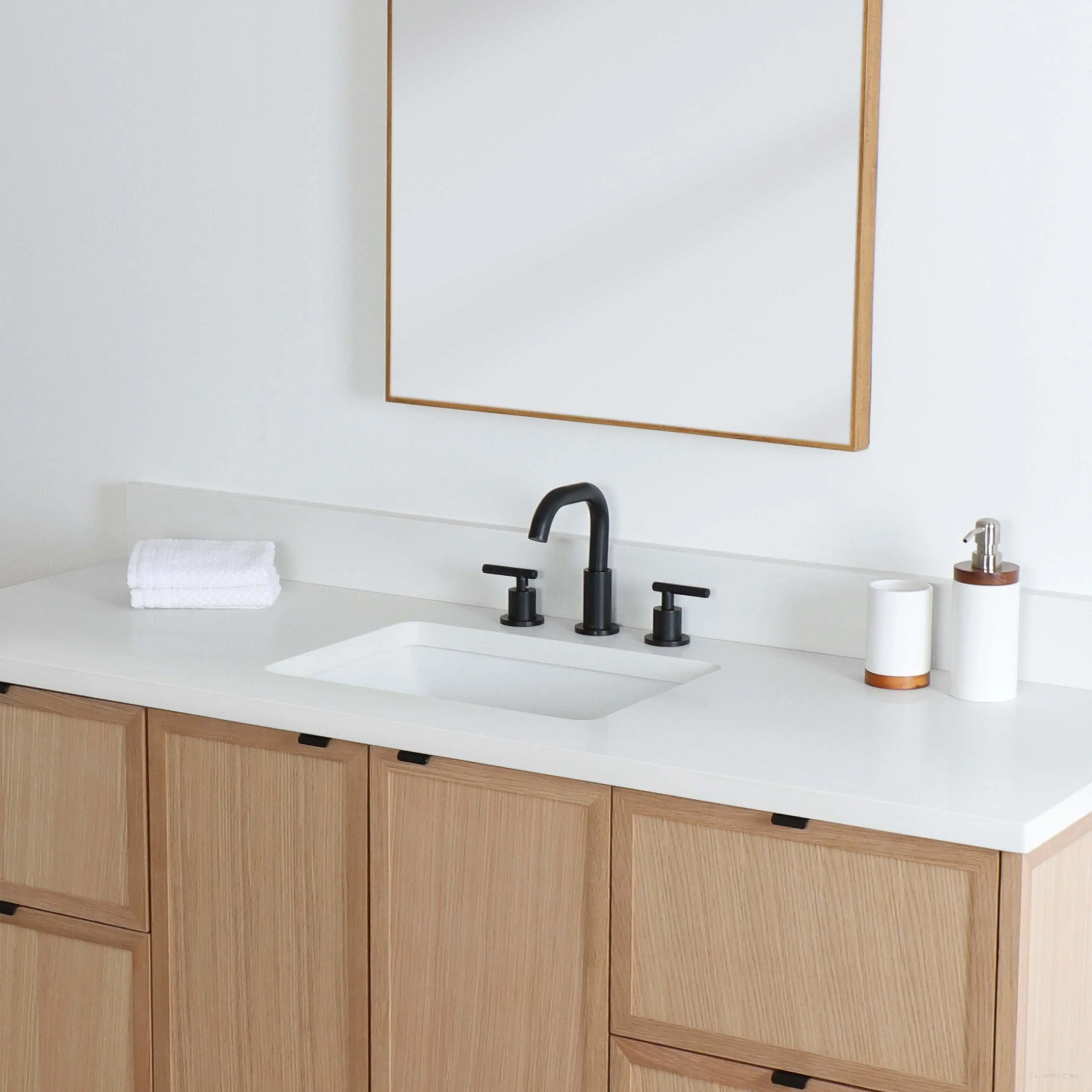 Cape Breton 60" Wall Mount White Oak Bathroom Vanity - Image 6