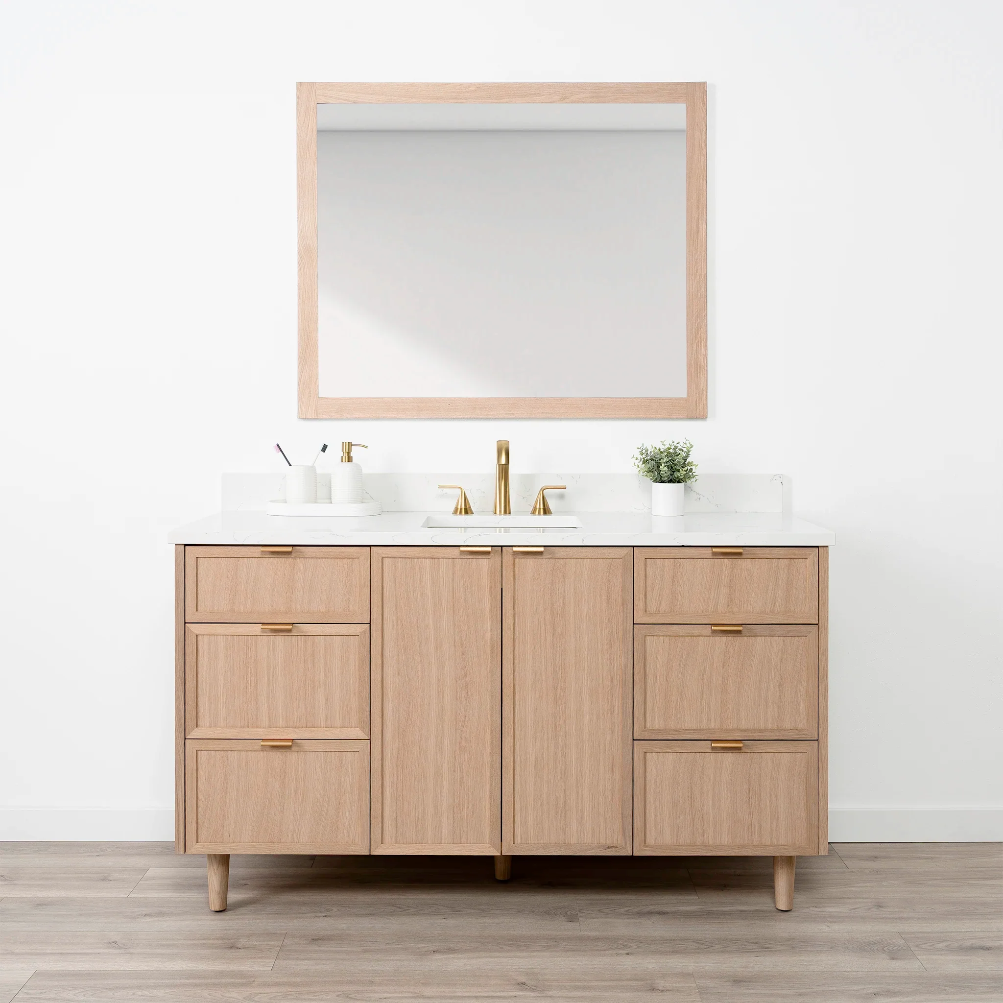 Cape Breton 60" White Oak Bathroom Vanity - Image 2