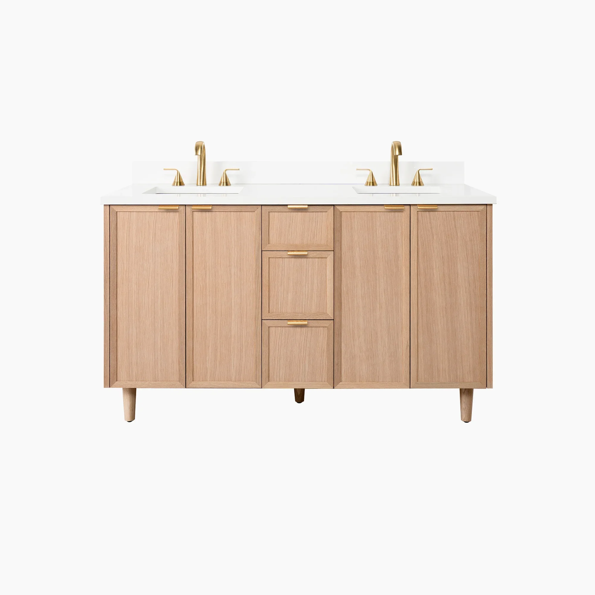 Cape Breton SLIM 60" White Oak Bathroom Vanity, Double Sink