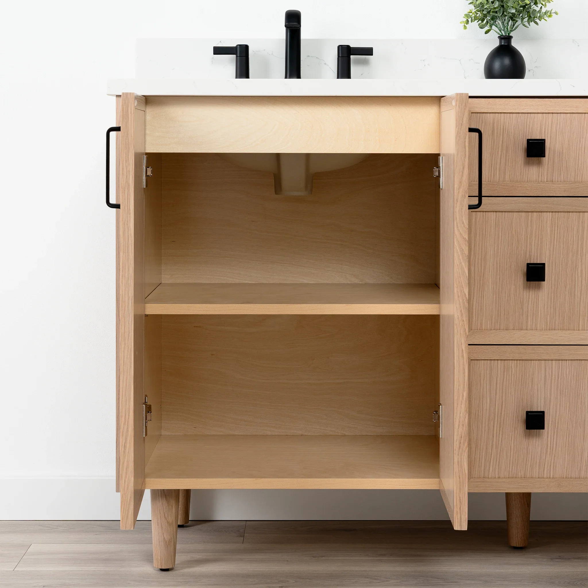 Cape Breton SLIM 60" White Oak Bathroom Vanity, Double Sink - Image 12