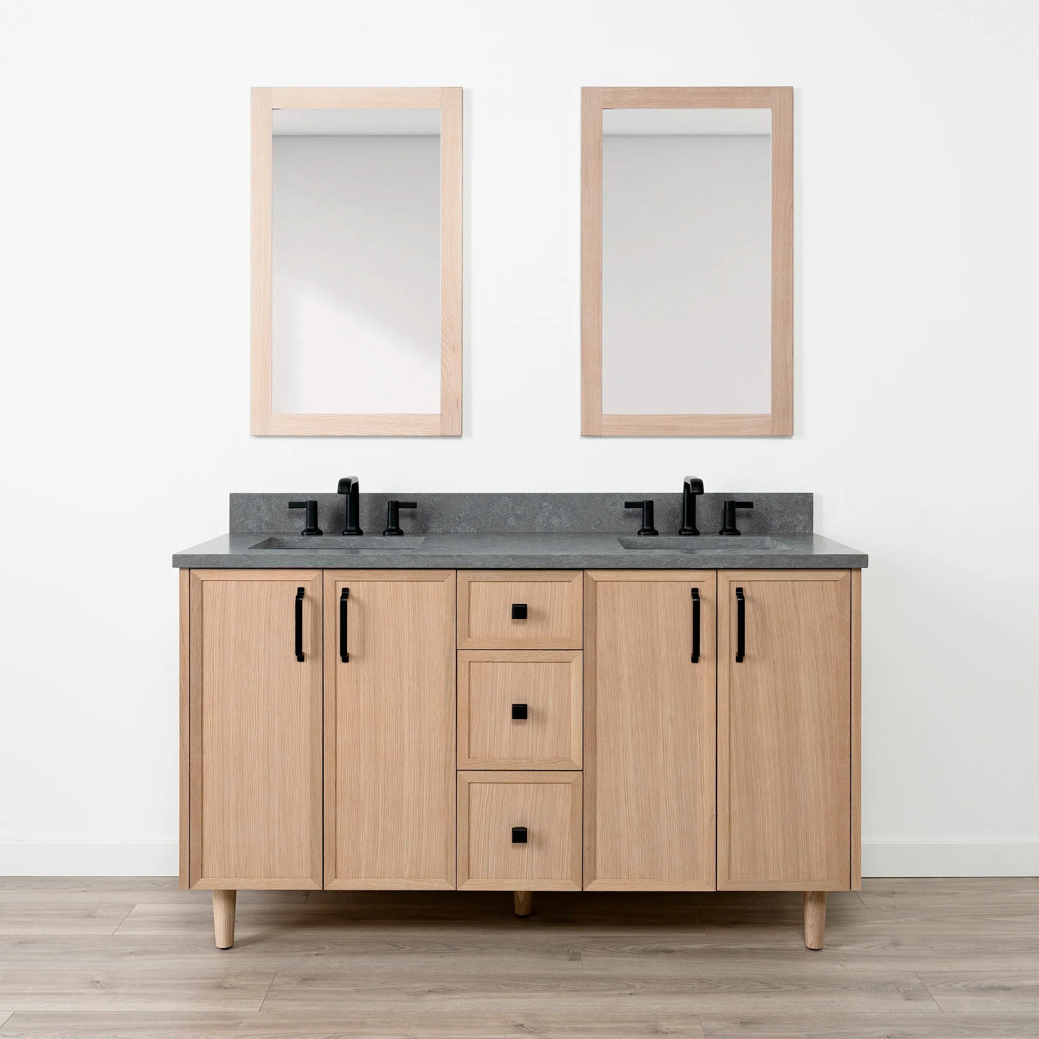 Cape Breton SLIM 60" White Oak Bathroom Vanity, Double Sink - Image 15