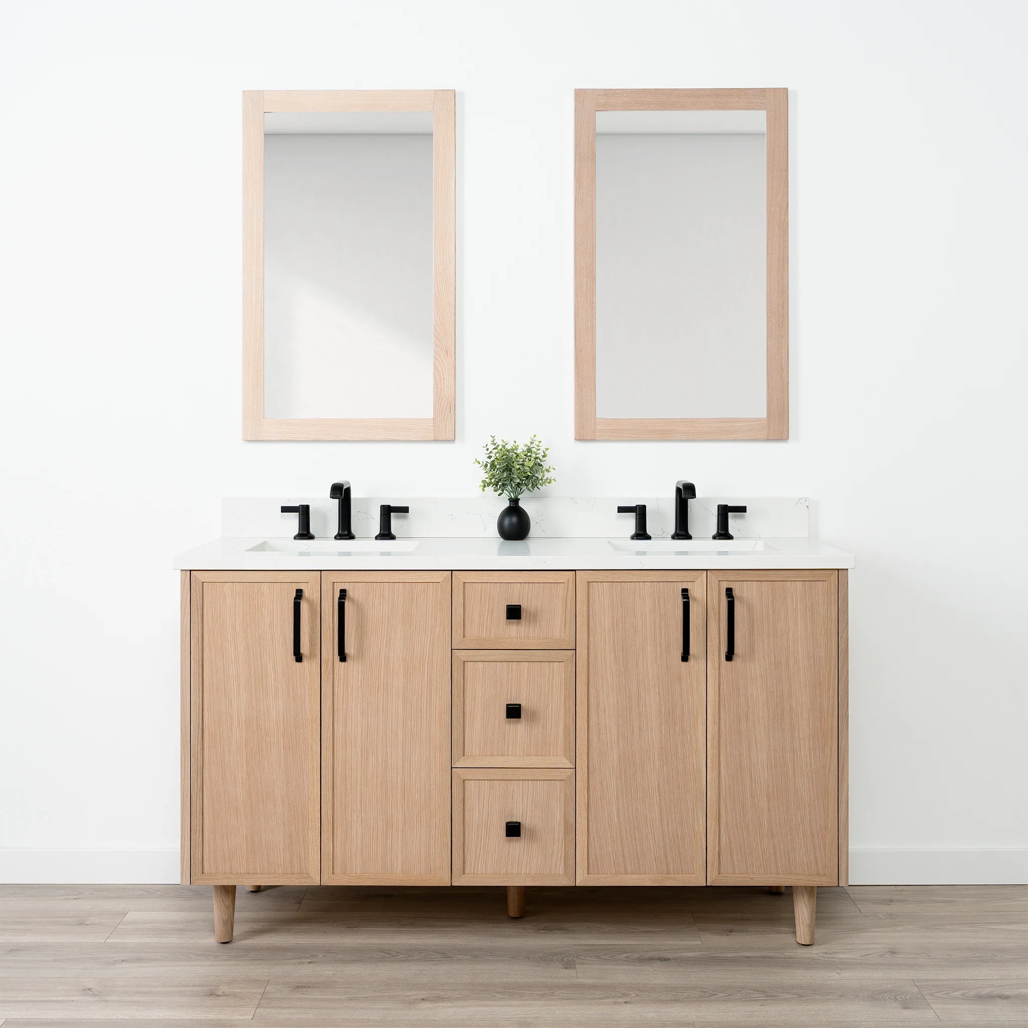 Cape Breton SLIM 60" White Oak Bathroom Vanity, Double Sink - Image 2