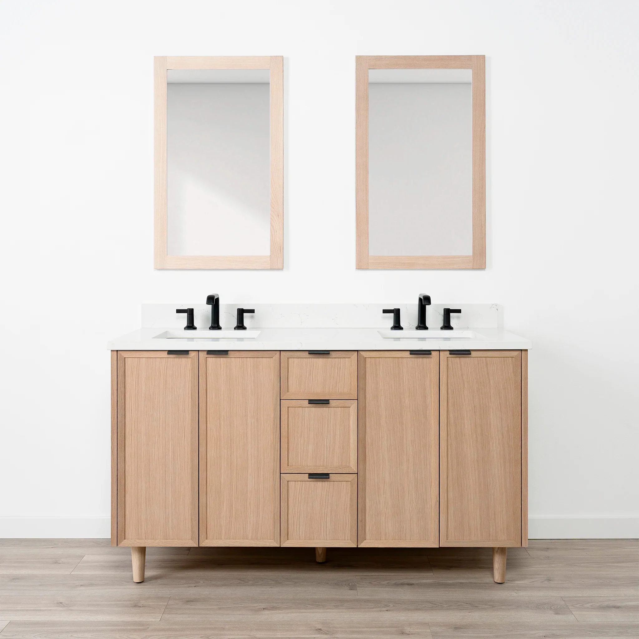 Cape Breton SLIM 60" White Oak Bathroom Vanity, Double Sink - Image 21