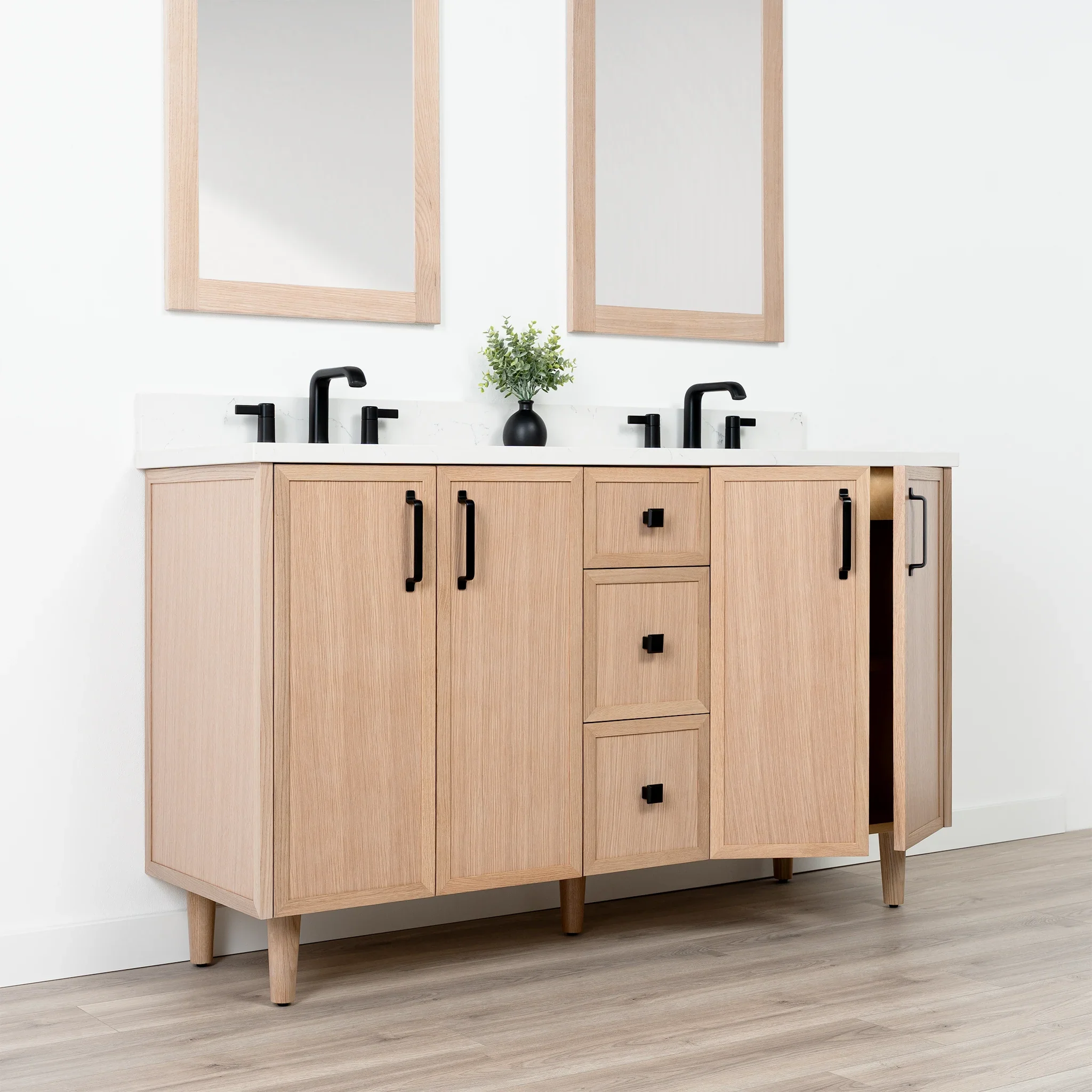 Cape Breton SLIM 60" White Oak Bathroom Vanity, Double Sink - Image 5