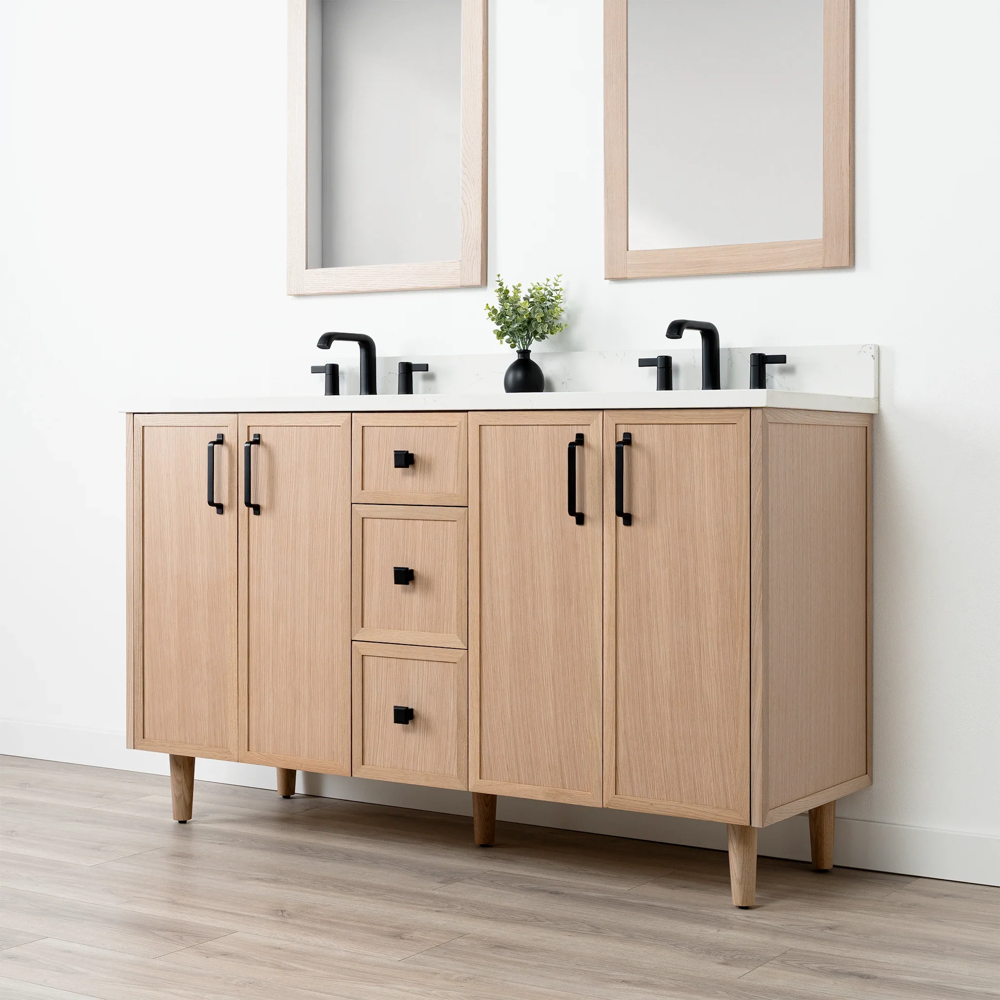 Cape Breton SLIM 60" White Oak Bathroom Vanity, Double Sink - Image 6