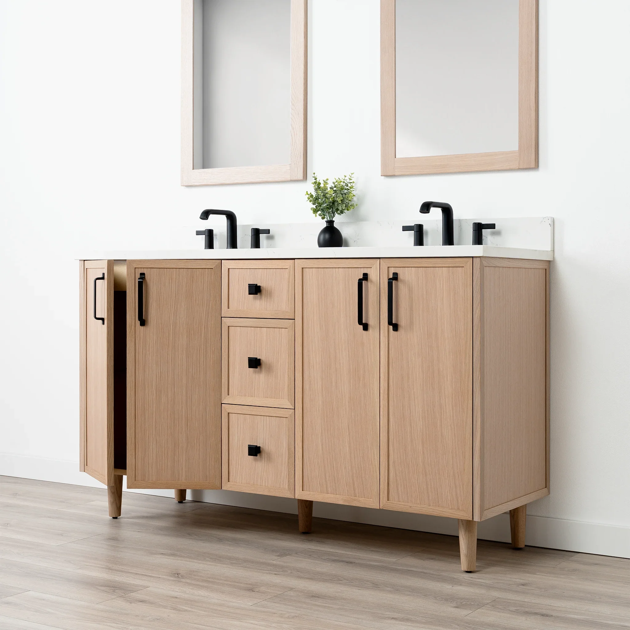 Cape Breton SLIM 60" White Oak Bathroom Vanity, Double Sink - Image 7