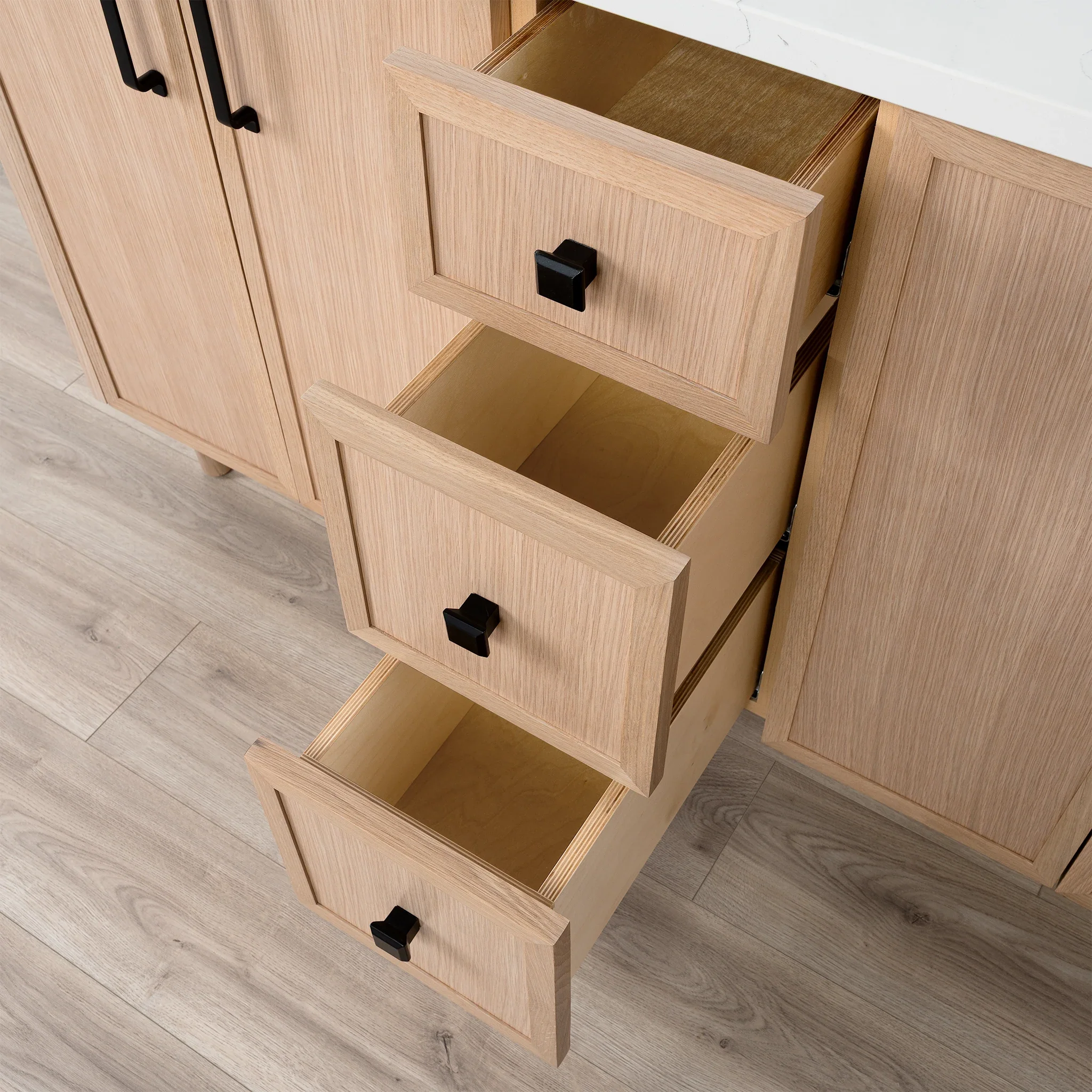 Cape Breton SLIM 60" White Oak Bathroom Vanity, Double Sink - Image 9