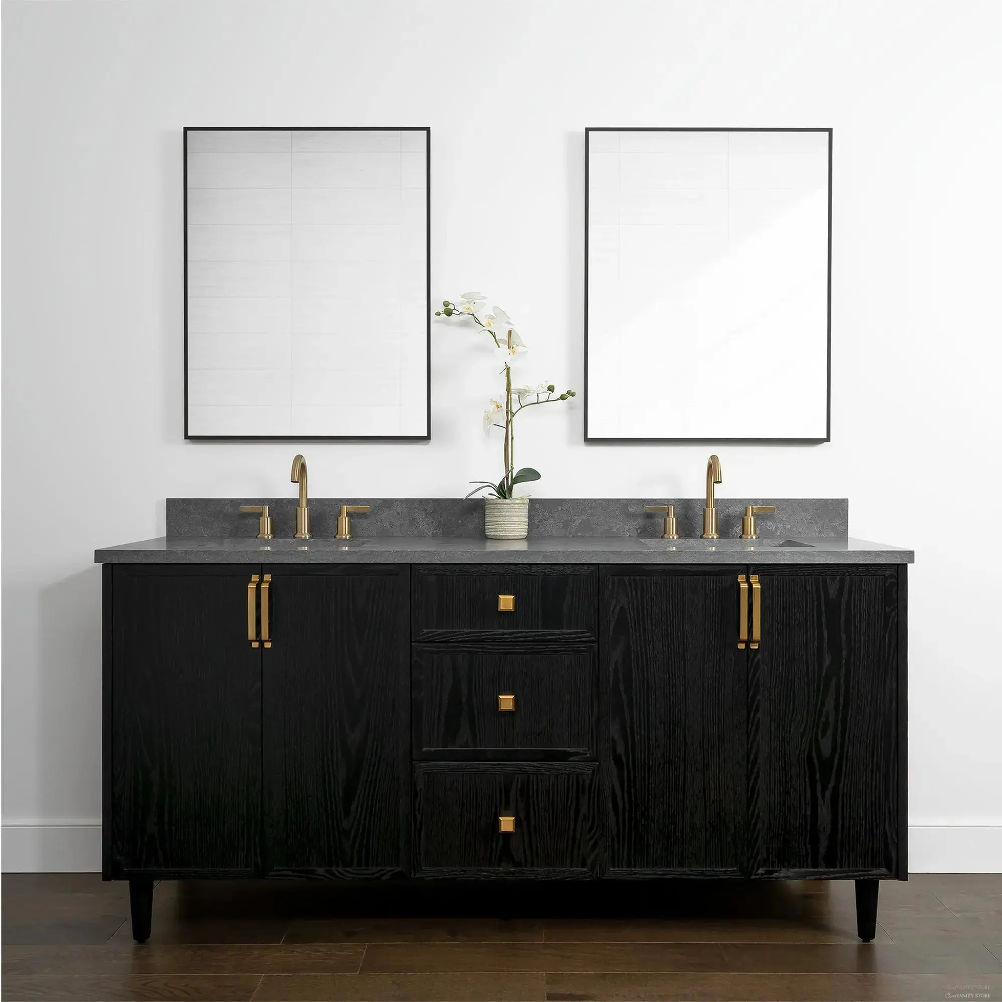 Cape Breton 72" Blackened Oak Bathroom Vanity, Double Sink - Image 2