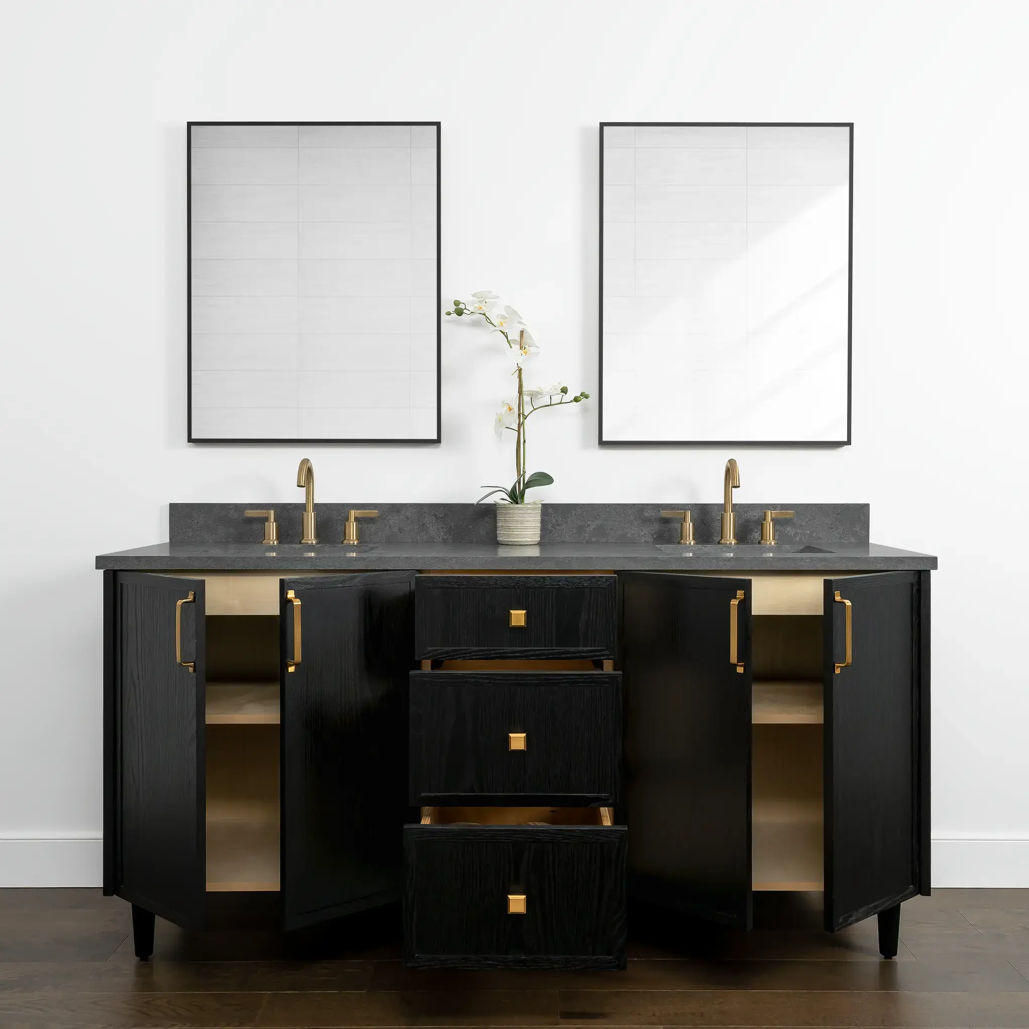 Cape Breton 72" Blackened Oak Bathroom Vanity, Double Sink - Image 3
