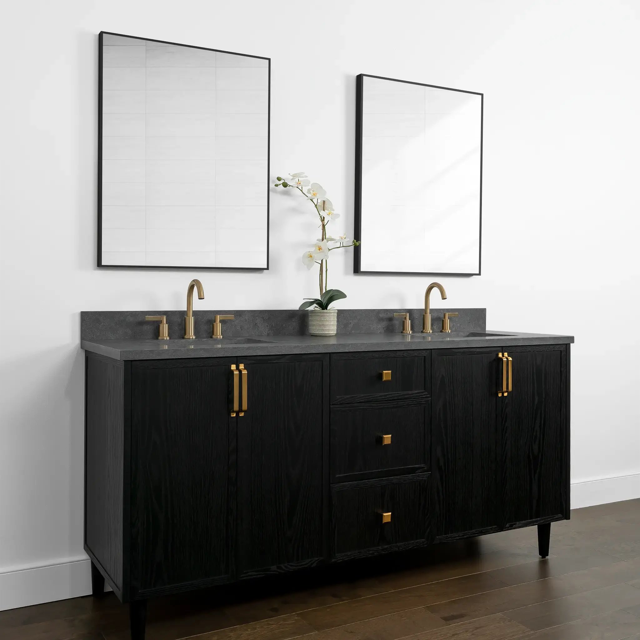 Cape Breton 72" Blackened Oak Bathroom Vanity, Double Sink - Image 5