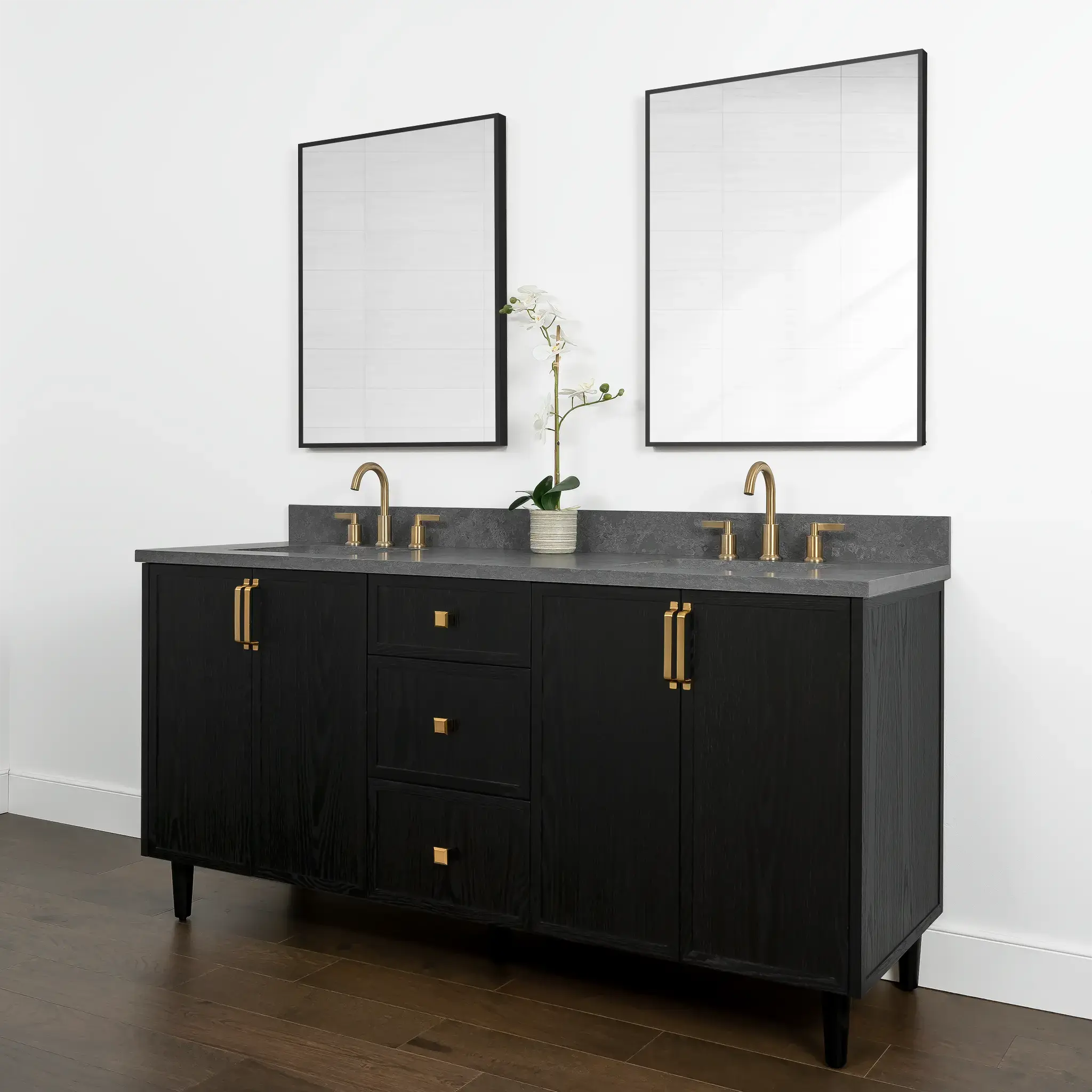 Cape Breton 72" Blackened Oak Bathroom Vanity, Double Sink - Image 6