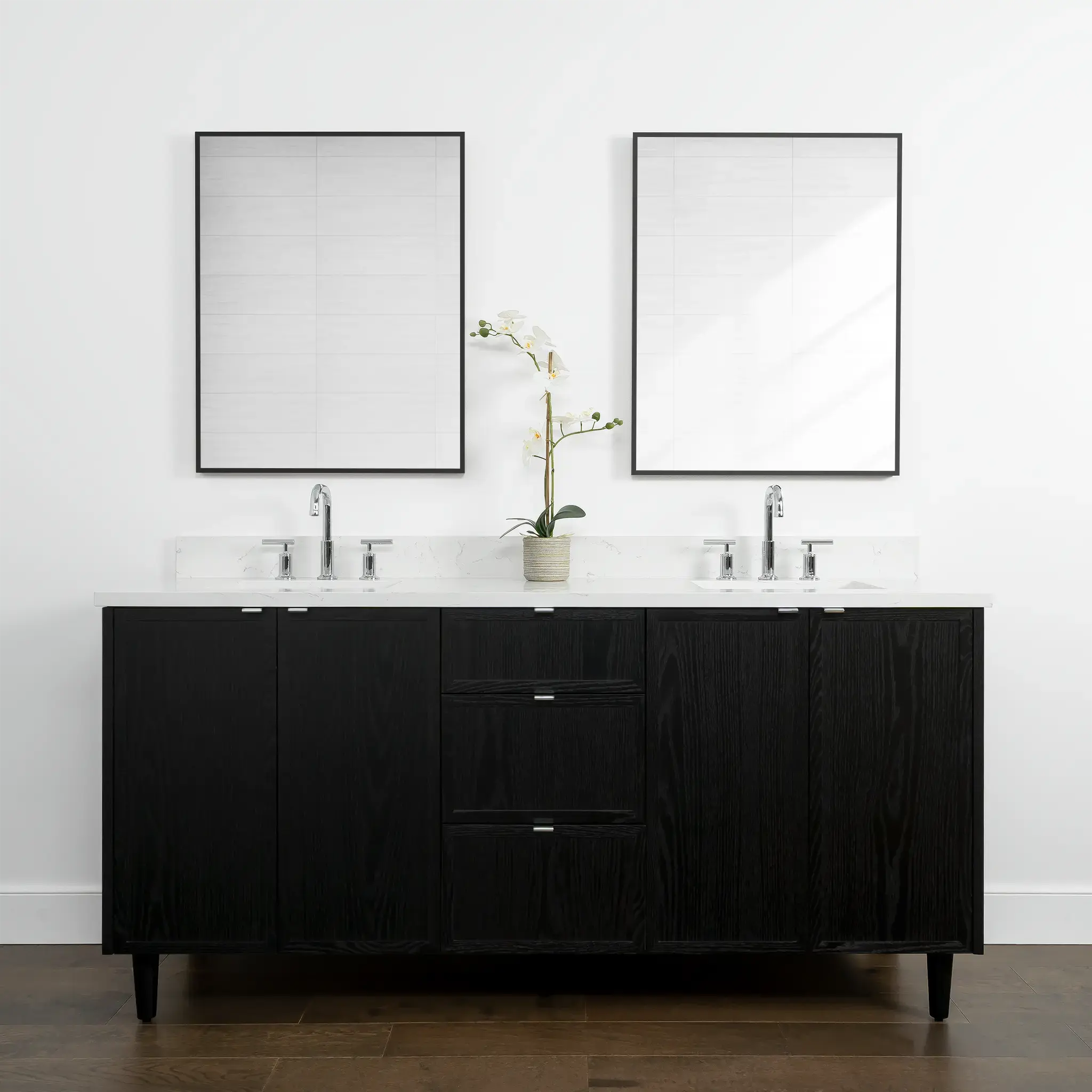 Cape Breton 72" Blackened Oak Bathroom Vanity, Double Sink - Image 8