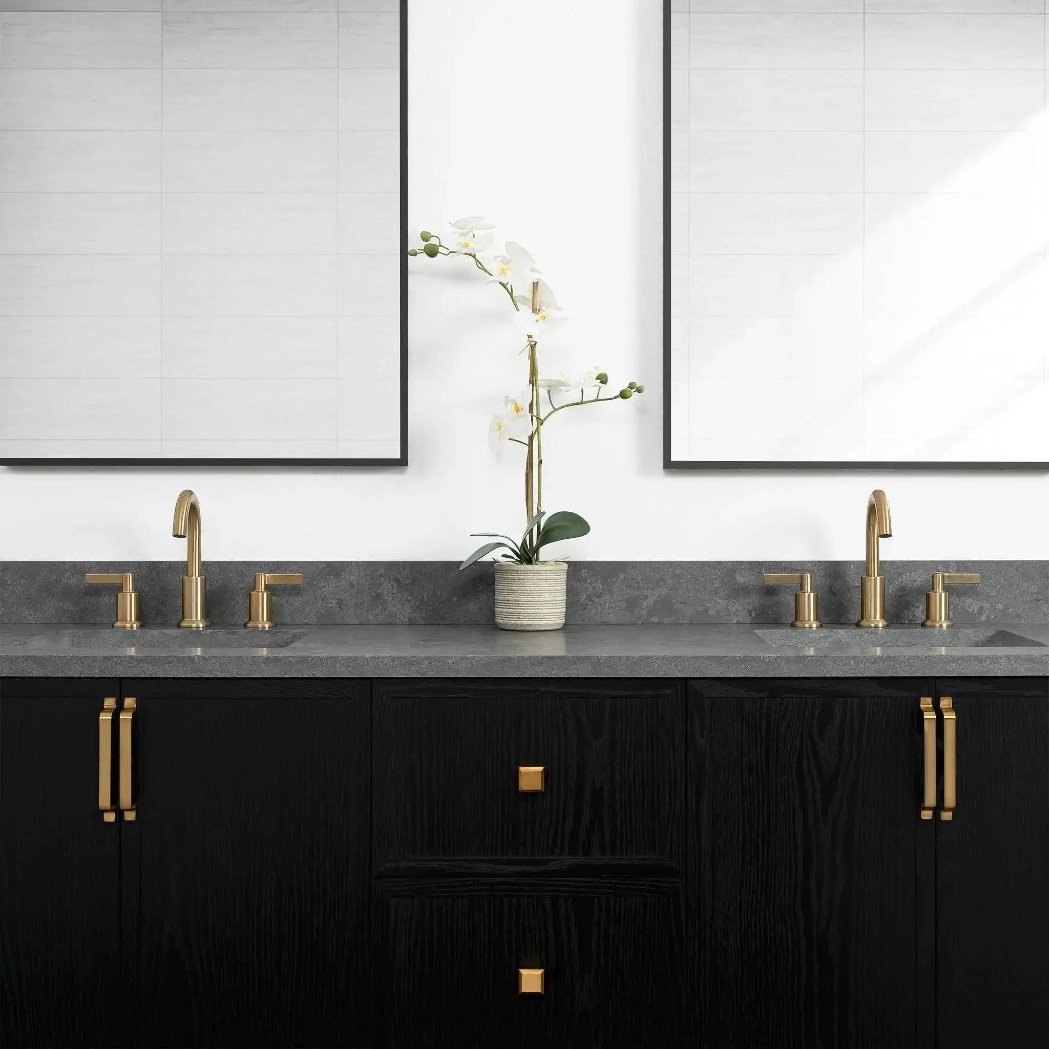 Cape Breton 72" Wall Mount Blackened Oak Bathroom Vanity, Double Sink - Image 5