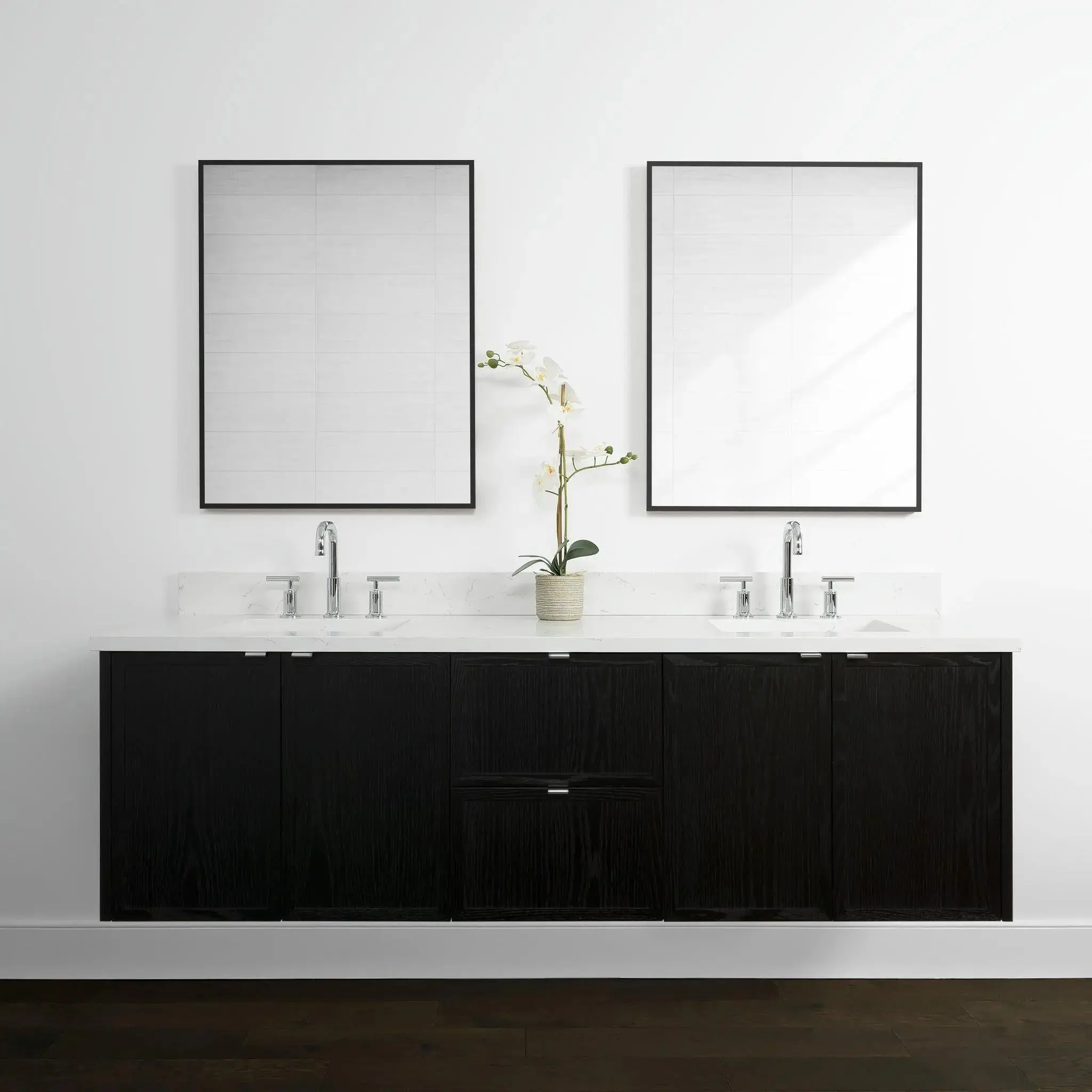 Cape Breton 72" Wall Mount Blackened Oak Bathroom Vanity, Double Sink - Image 8